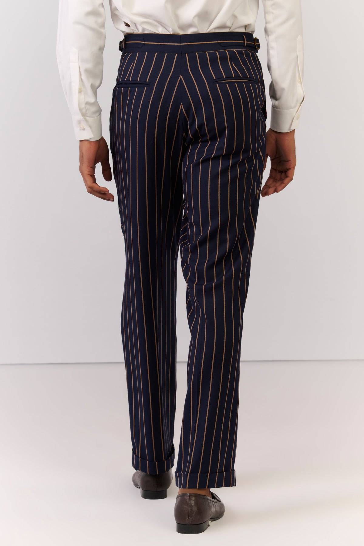 Navy Stripe Printed Trousers