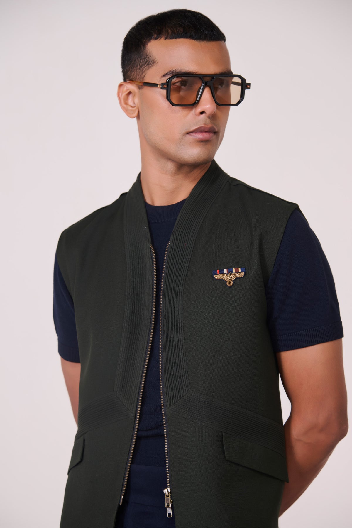 Military Green Embroidered Shirt