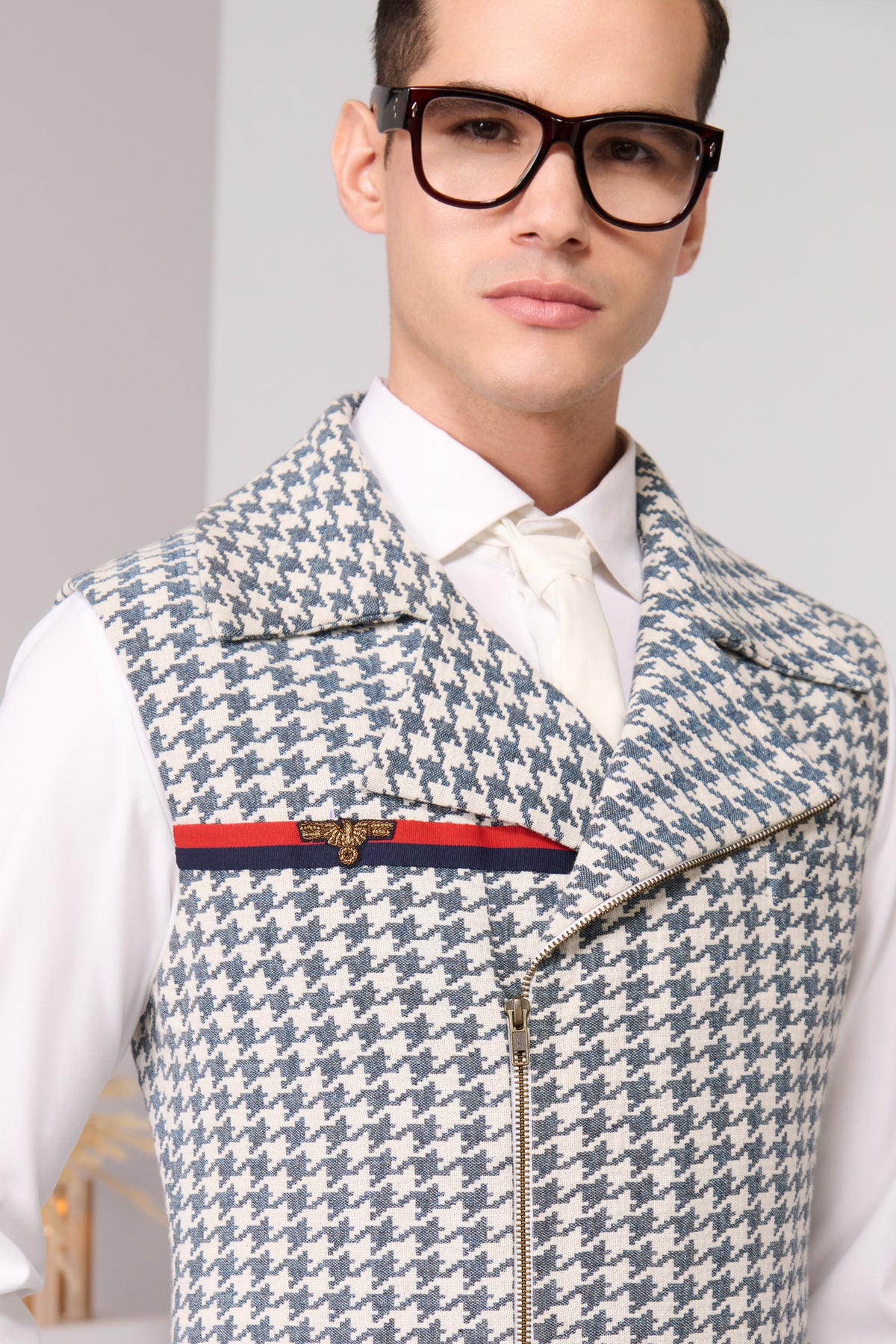 Houndstooth Anti-Trend Zipped Waistcoat