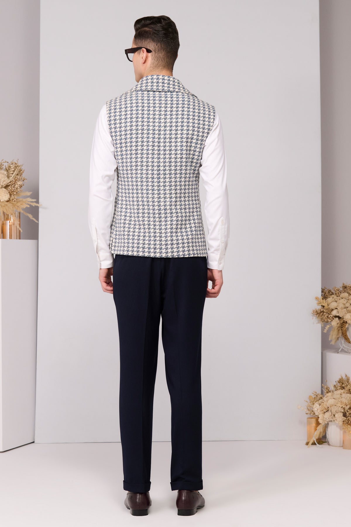 Houndstooth Anti-Trend Zipped Waistcoat