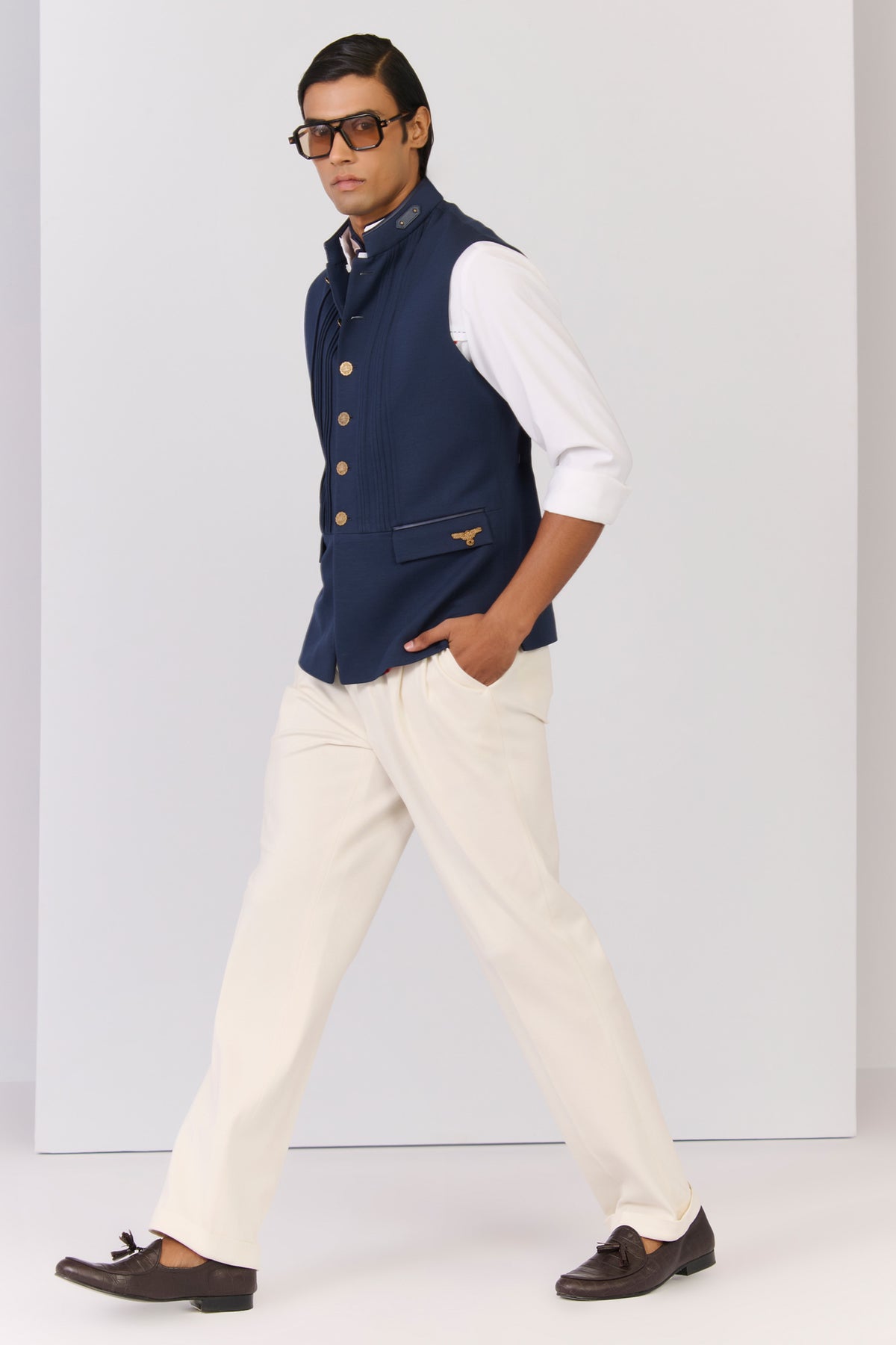 Navy Waistcoat with Metallic Buttons