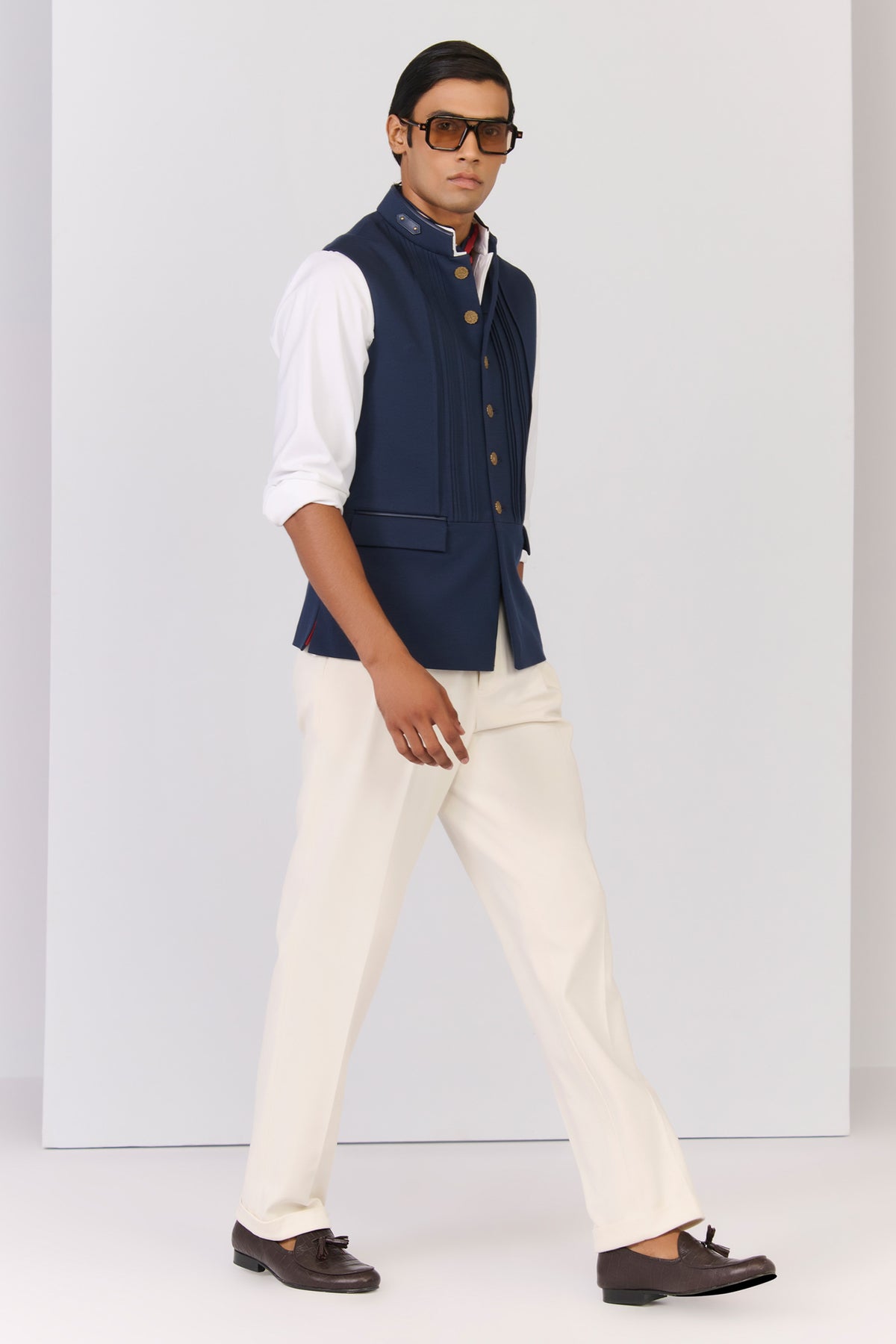 Navy Waistcoat with Metallic Buttons