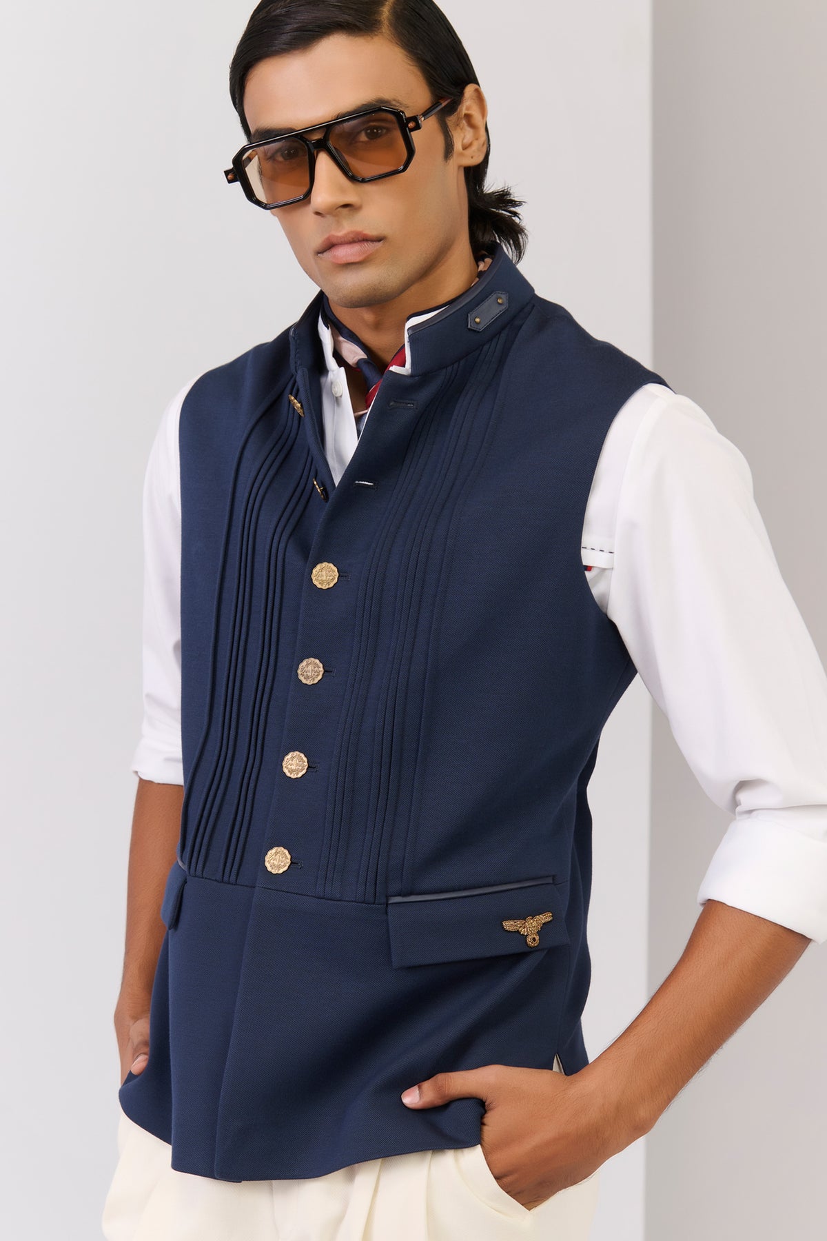 Navy Waistcoat with Metallic Buttons
