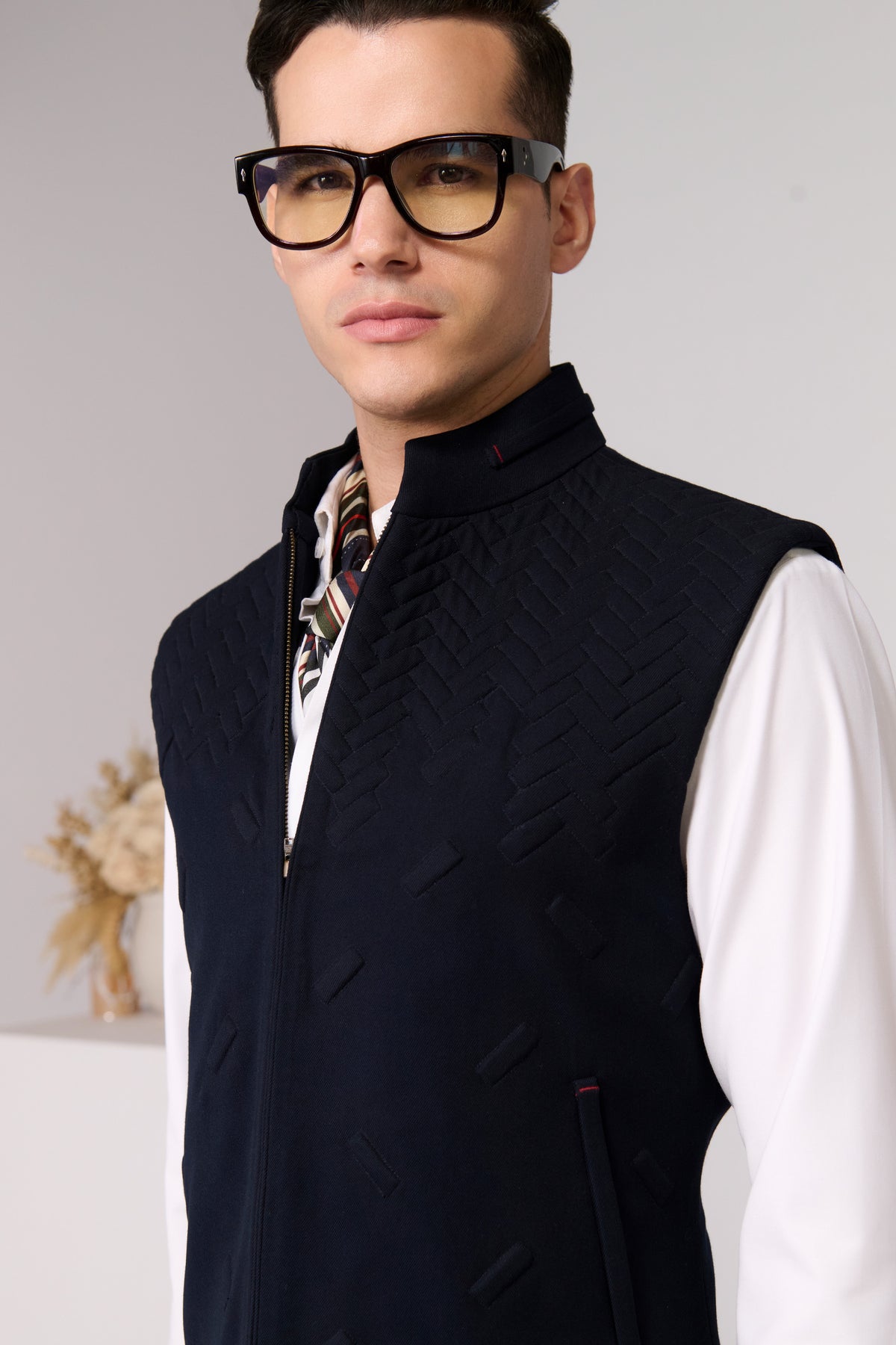 Navy Quilted Waistcoat