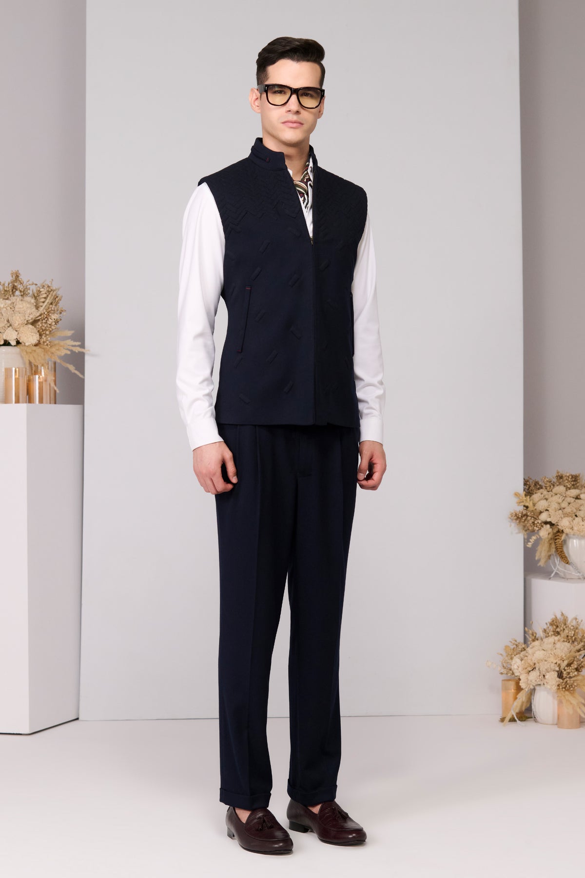 Navy Quilted Waistcoat