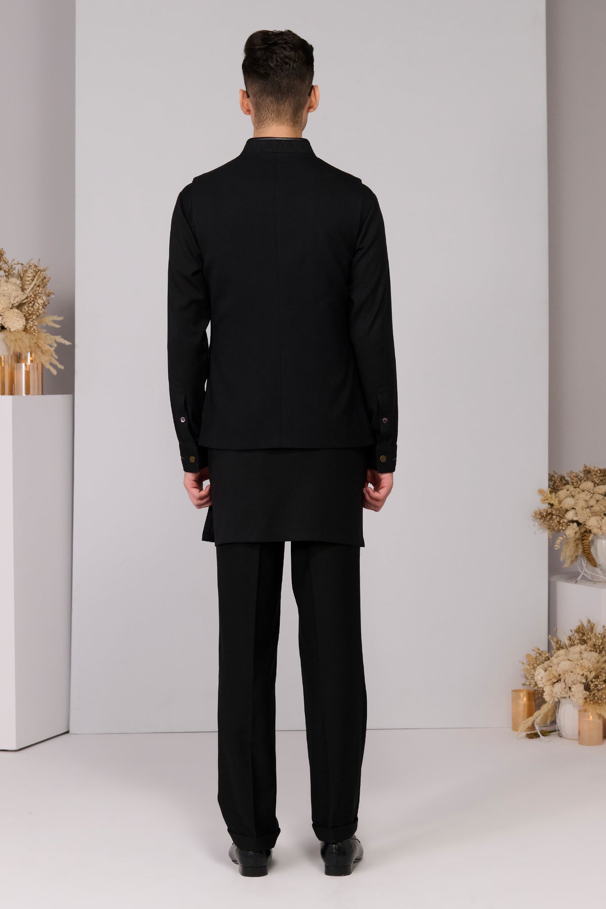 Black Waistcoat with Engraved Embroidered Panel