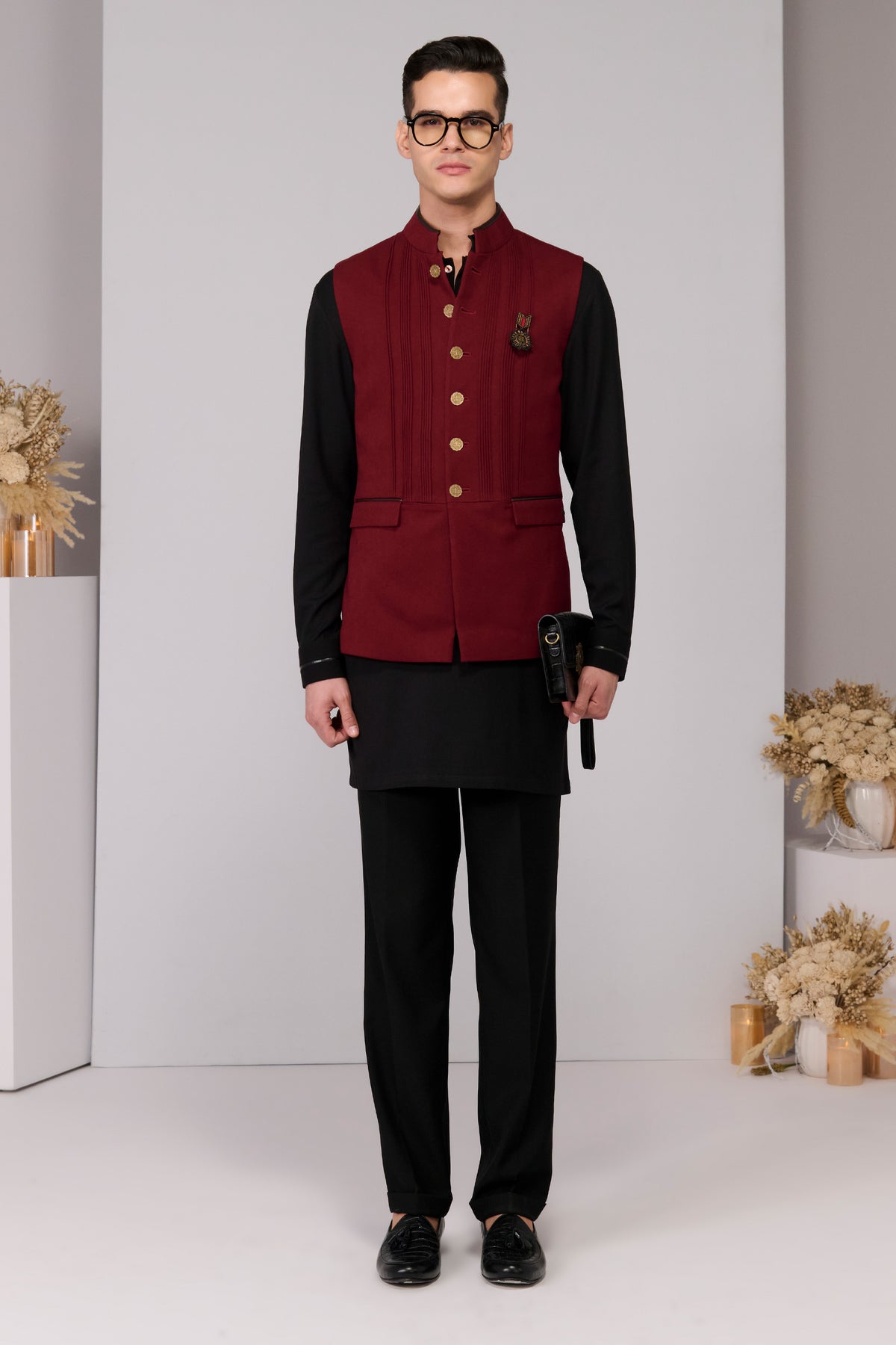 Cherry Waistcoat with Signature Buttons
