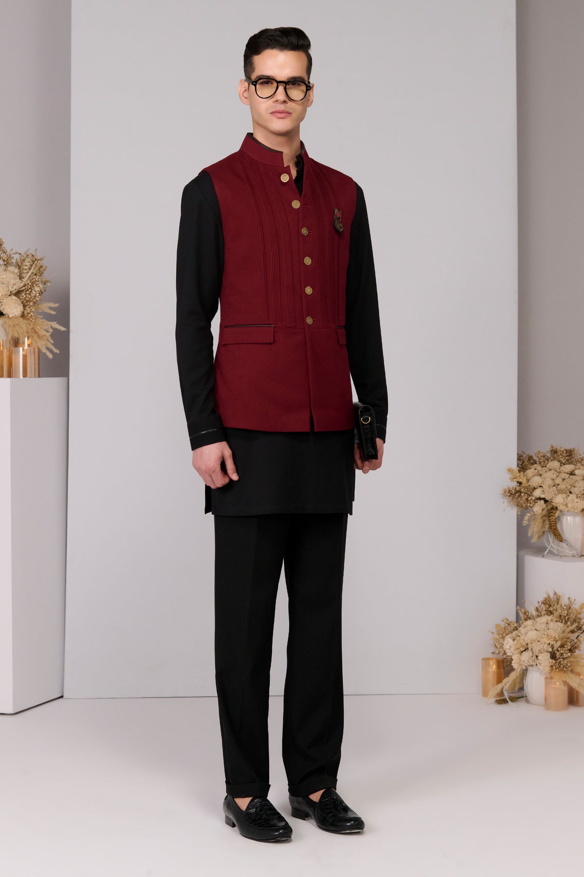 Cherry Waistcoat with Signature Buttons