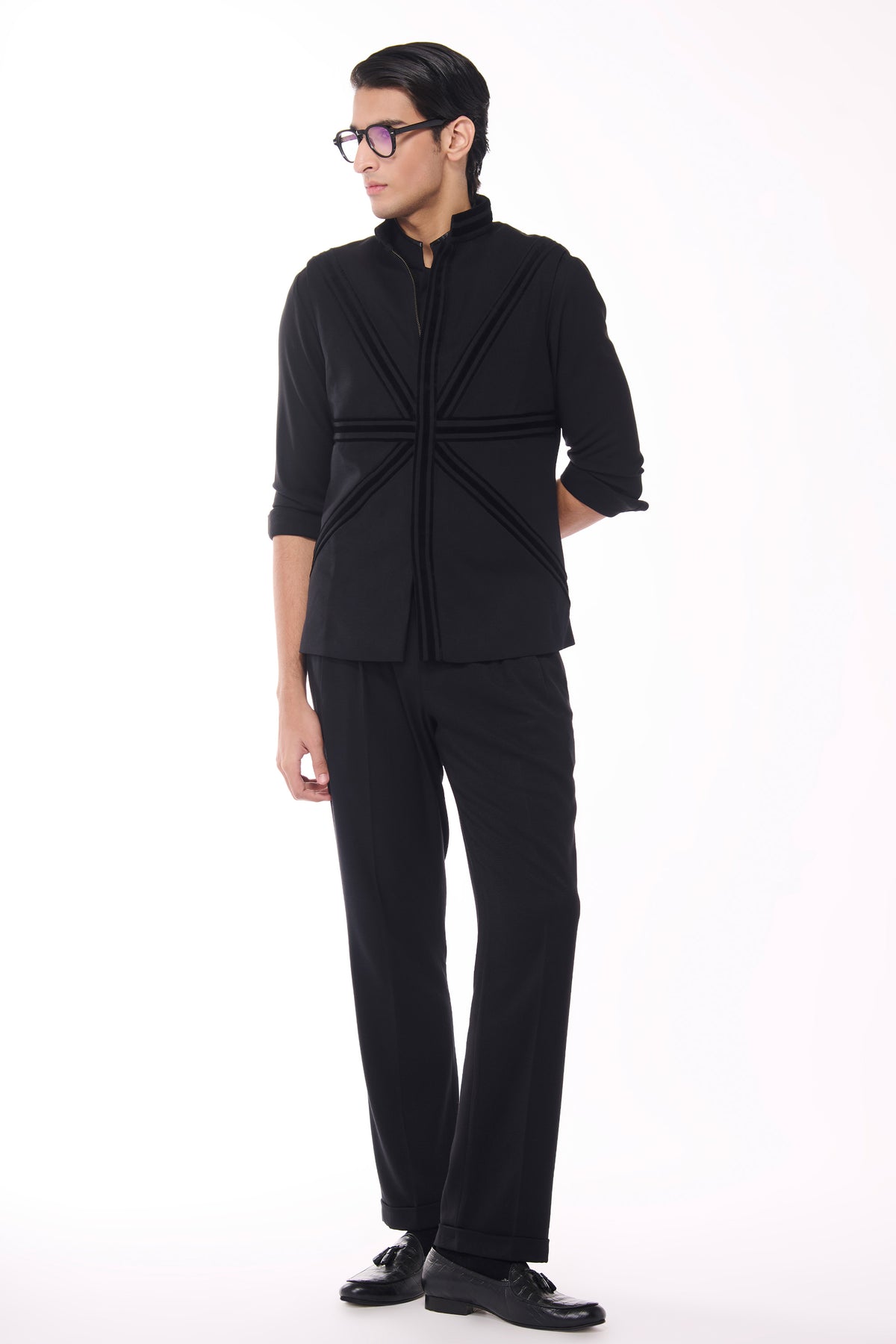 Black Waistcoat with Velvet Details