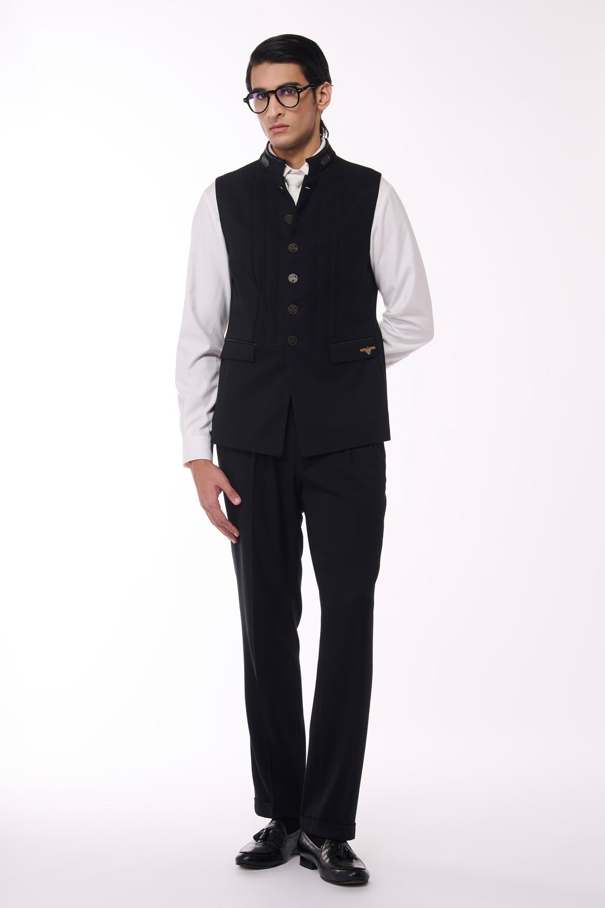 Black Waistcoat with Metallic Buttons