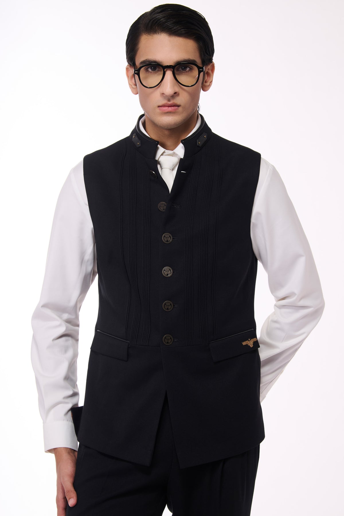 Black Waistcoat with Metallic Buttons