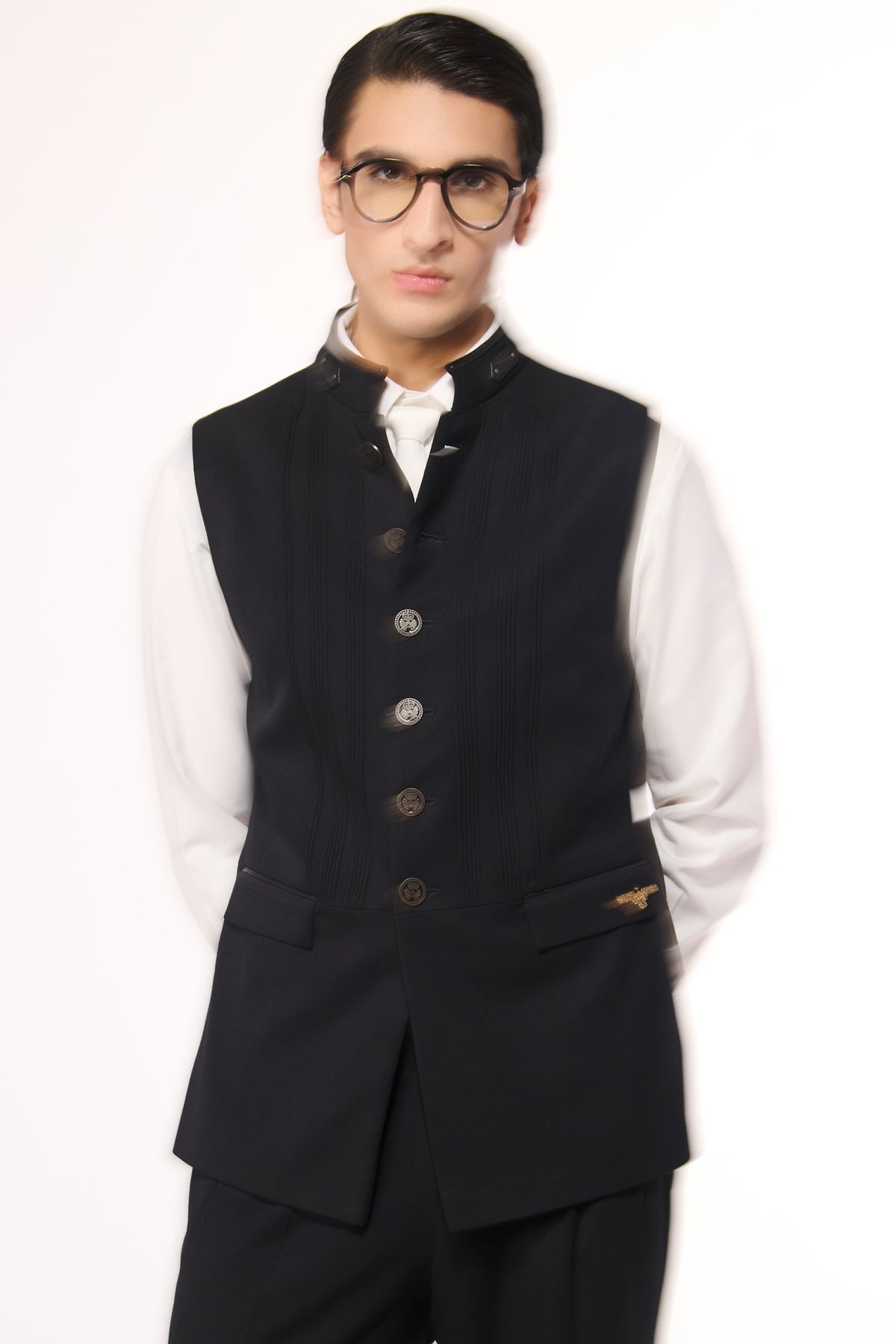 Black Waistcoat with Metallic Buttons