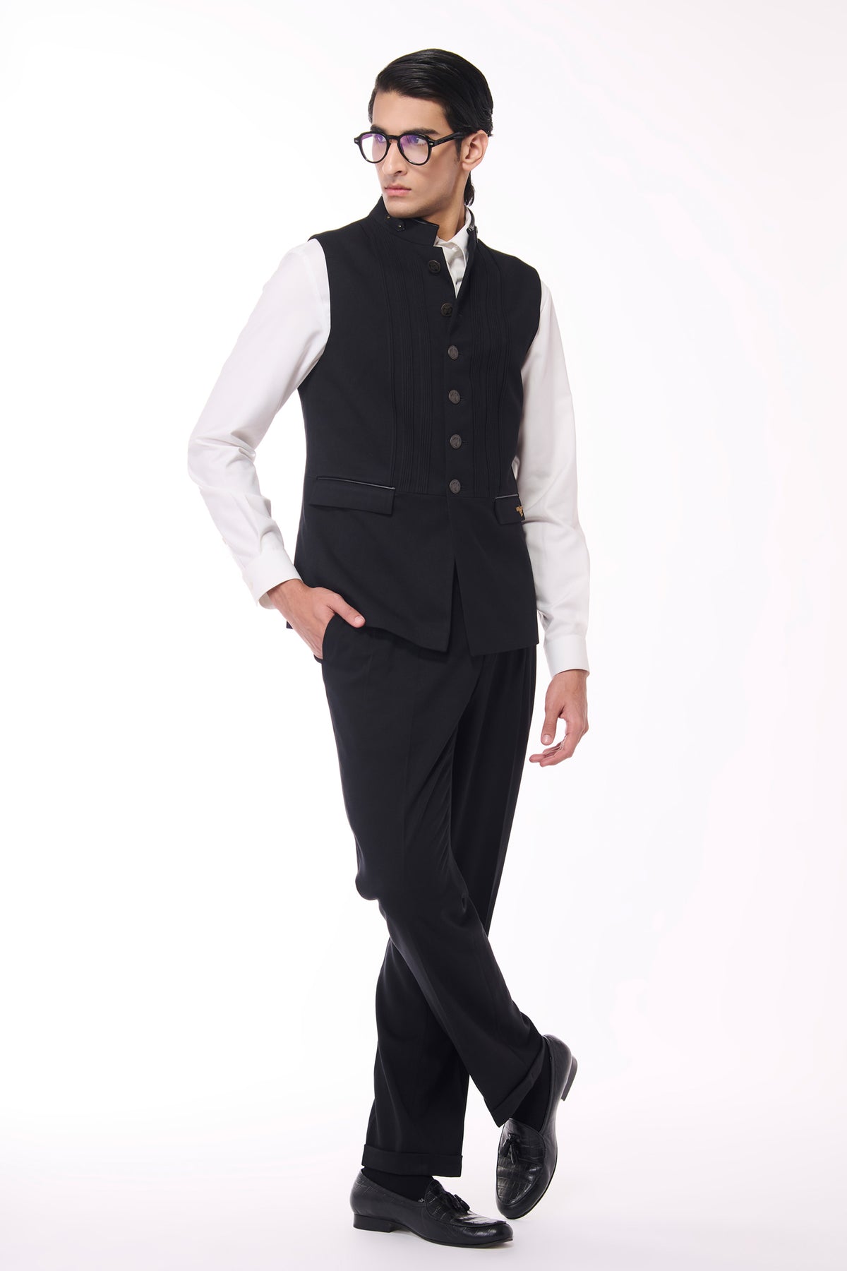 Black Waistcoat with Metallic Buttons
