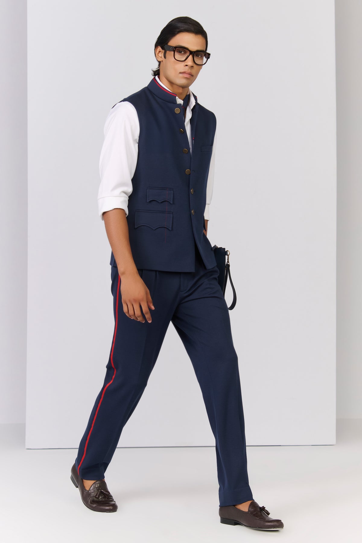 Classic Navy Waistcoat with Tape Details