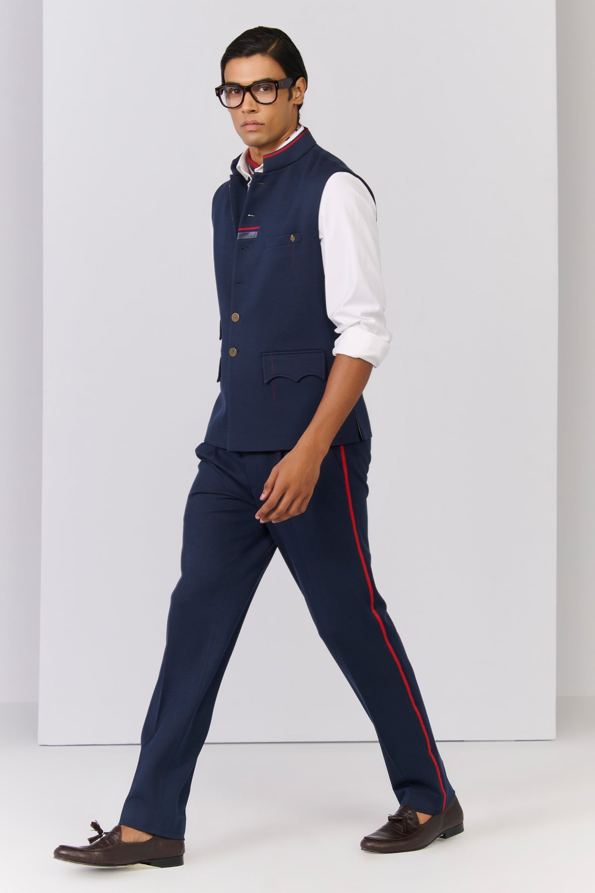 Classic Navy Waistcoat with Tape Details