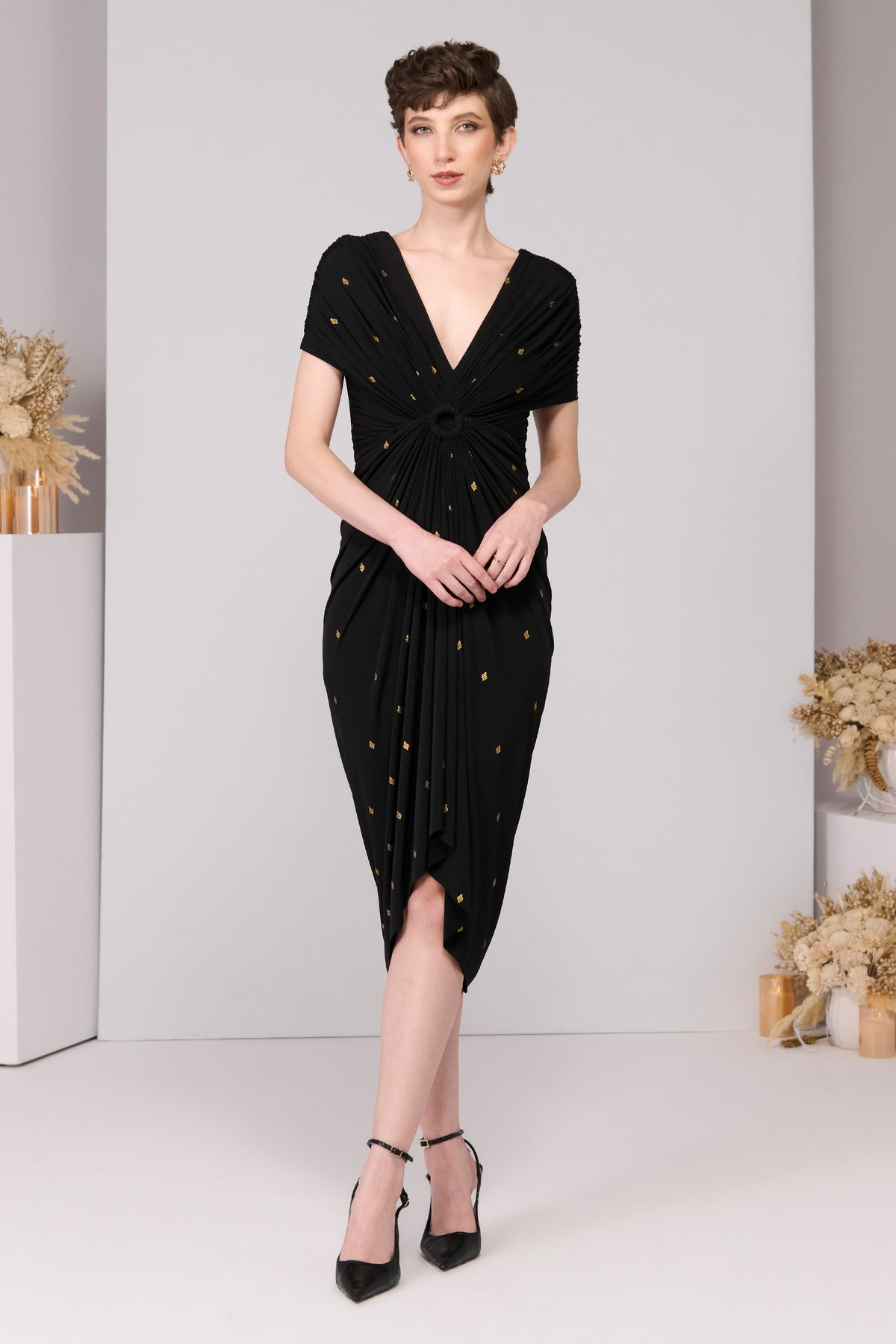 Black Adamas Printed Dress