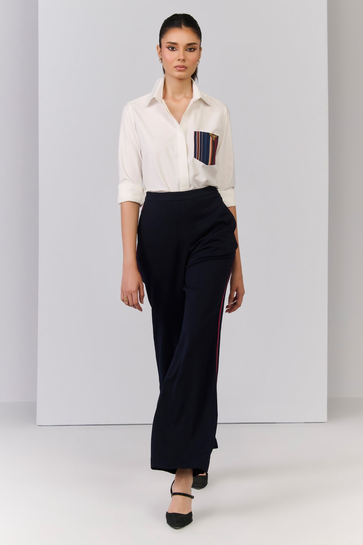 Off-White Shirt with Printed Pocket