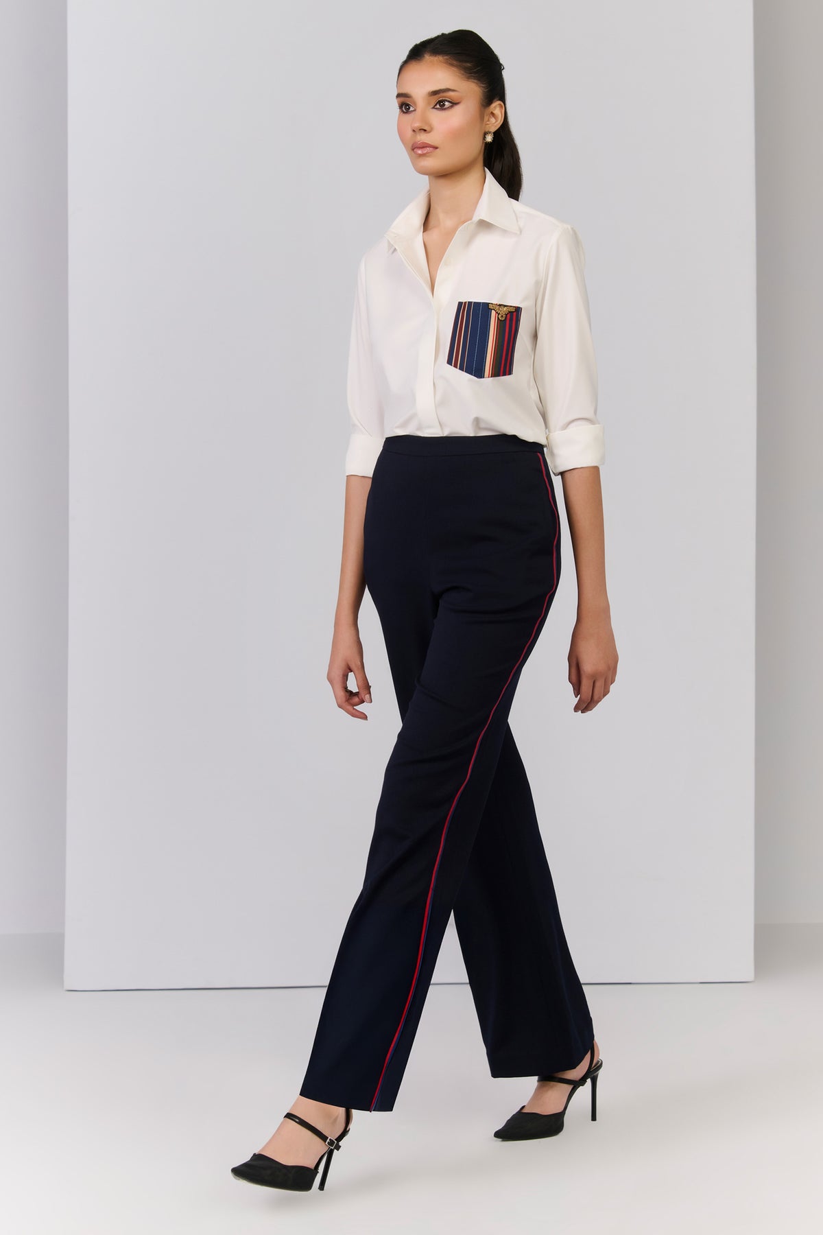 Off-White Shirt with Printed Pocket