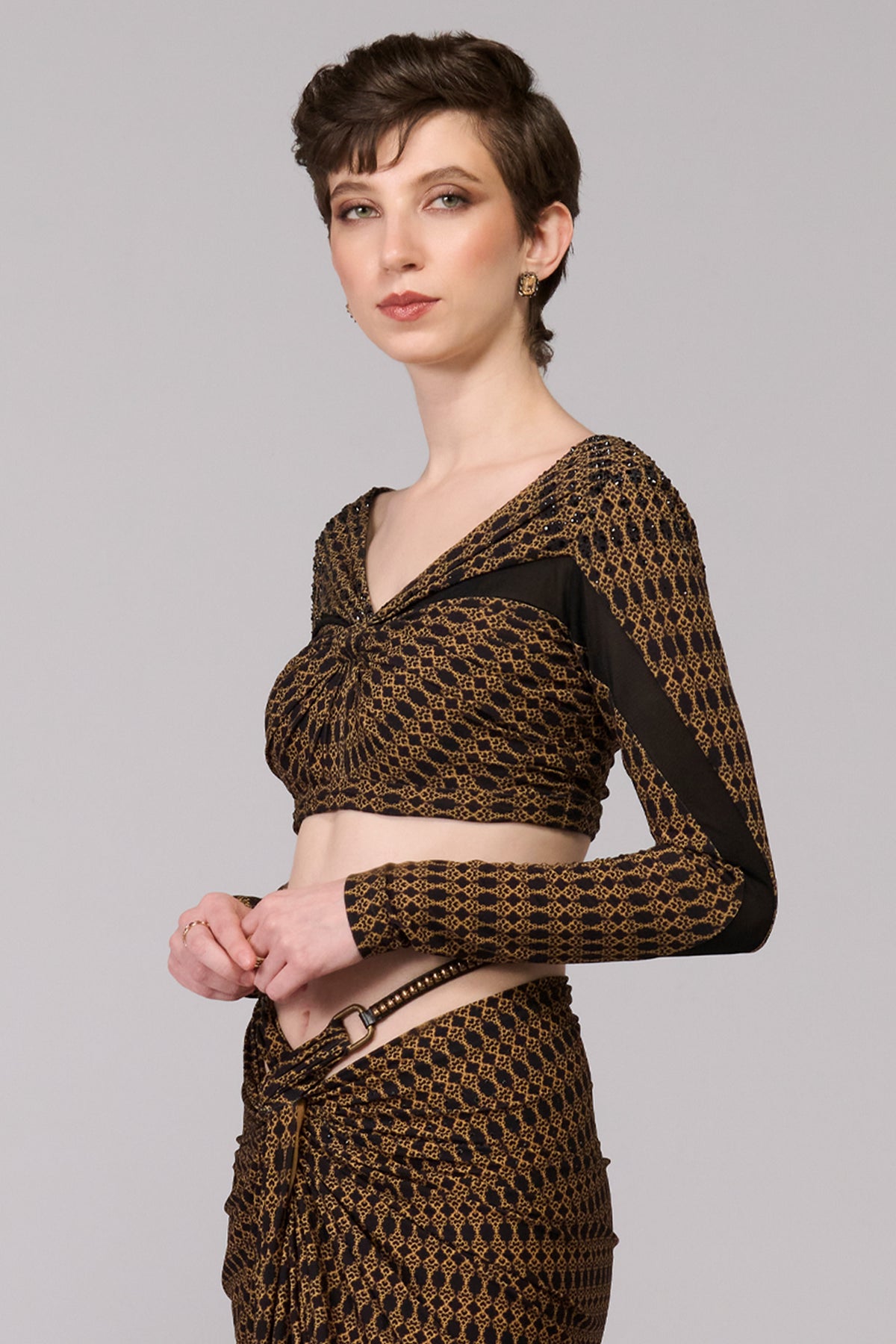 Printed Knot Draped Top