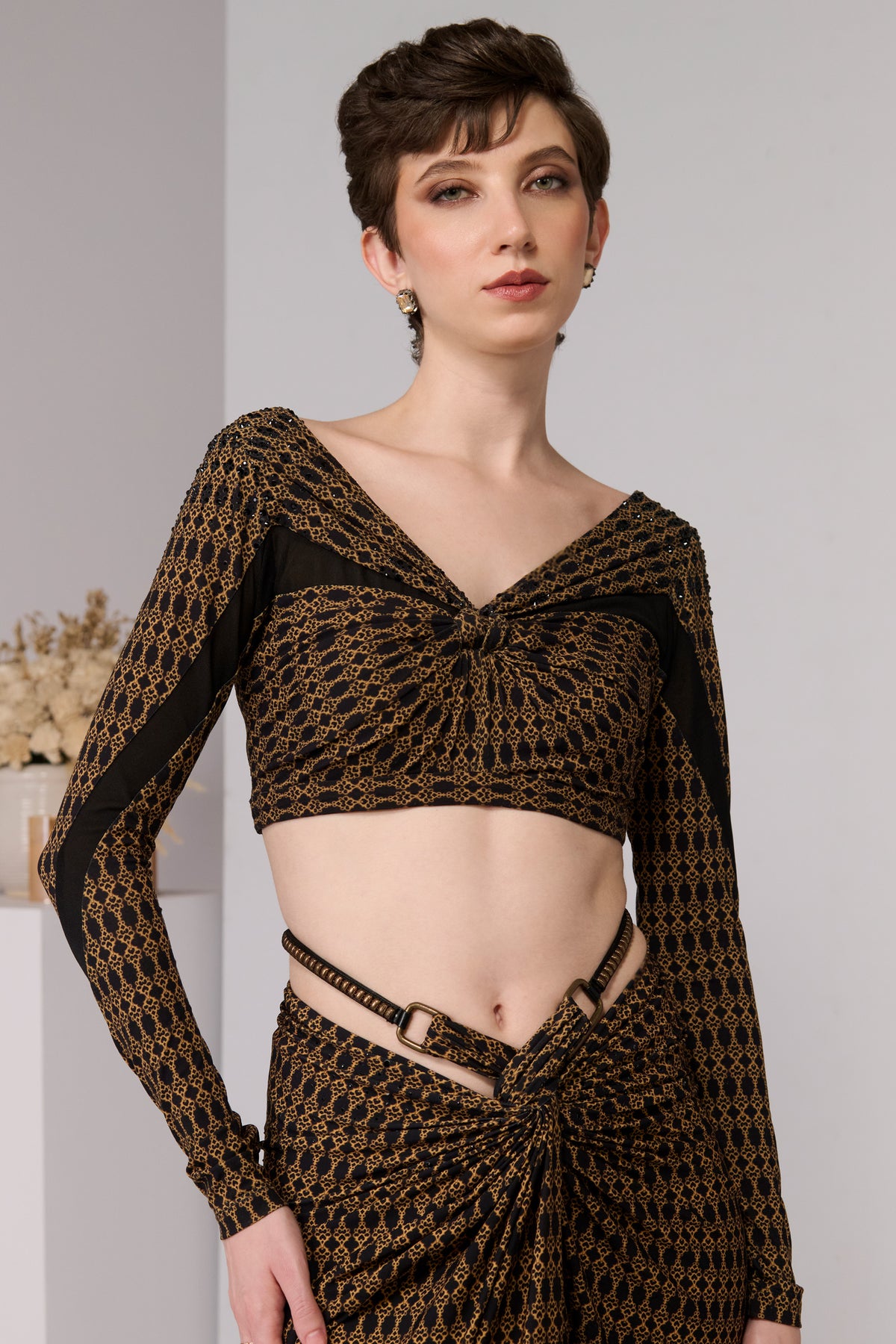Printed Knot Draped Top