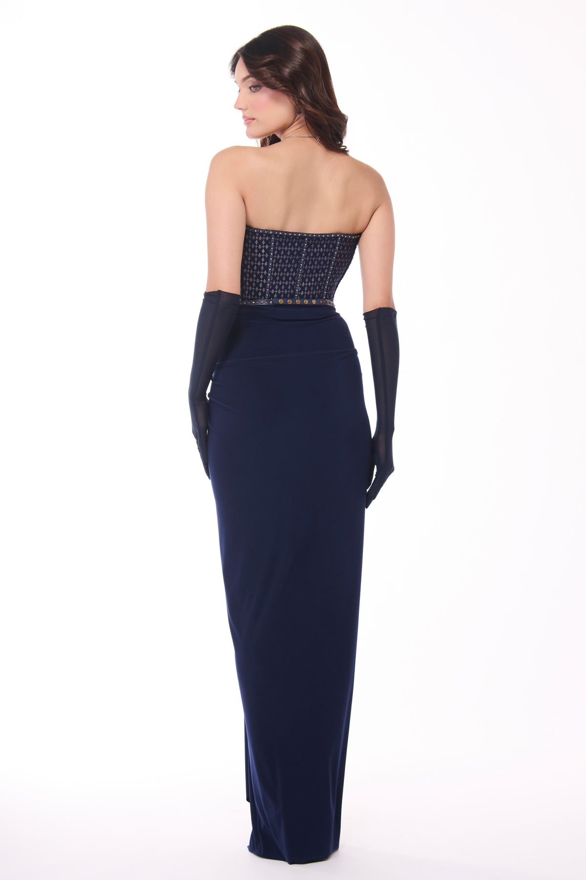 Navy Printed Structured Corset