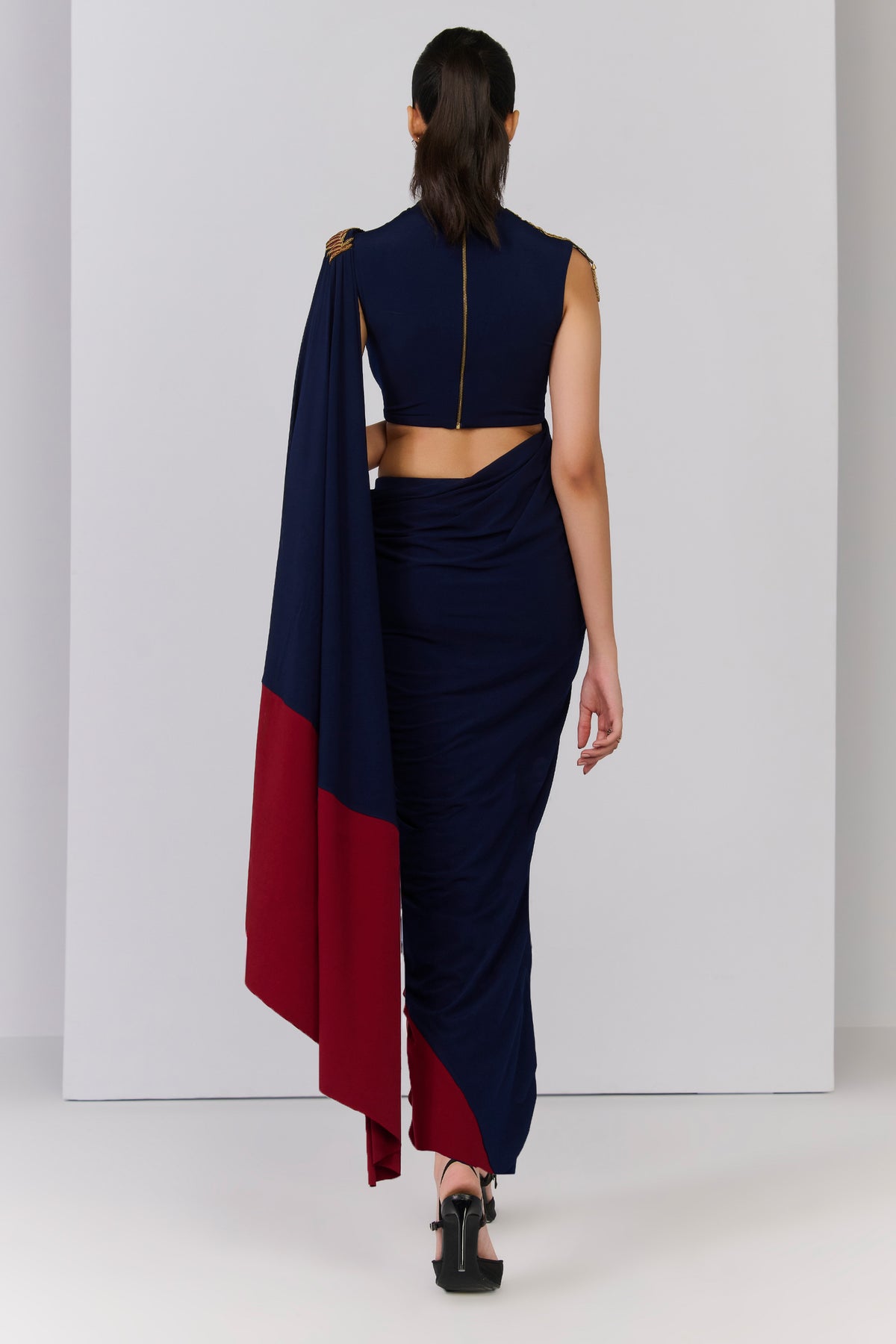 Colour-Block Saree Gown