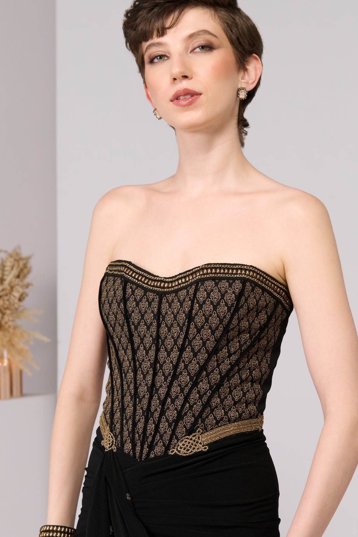 Black Adamas Embriodered Gown