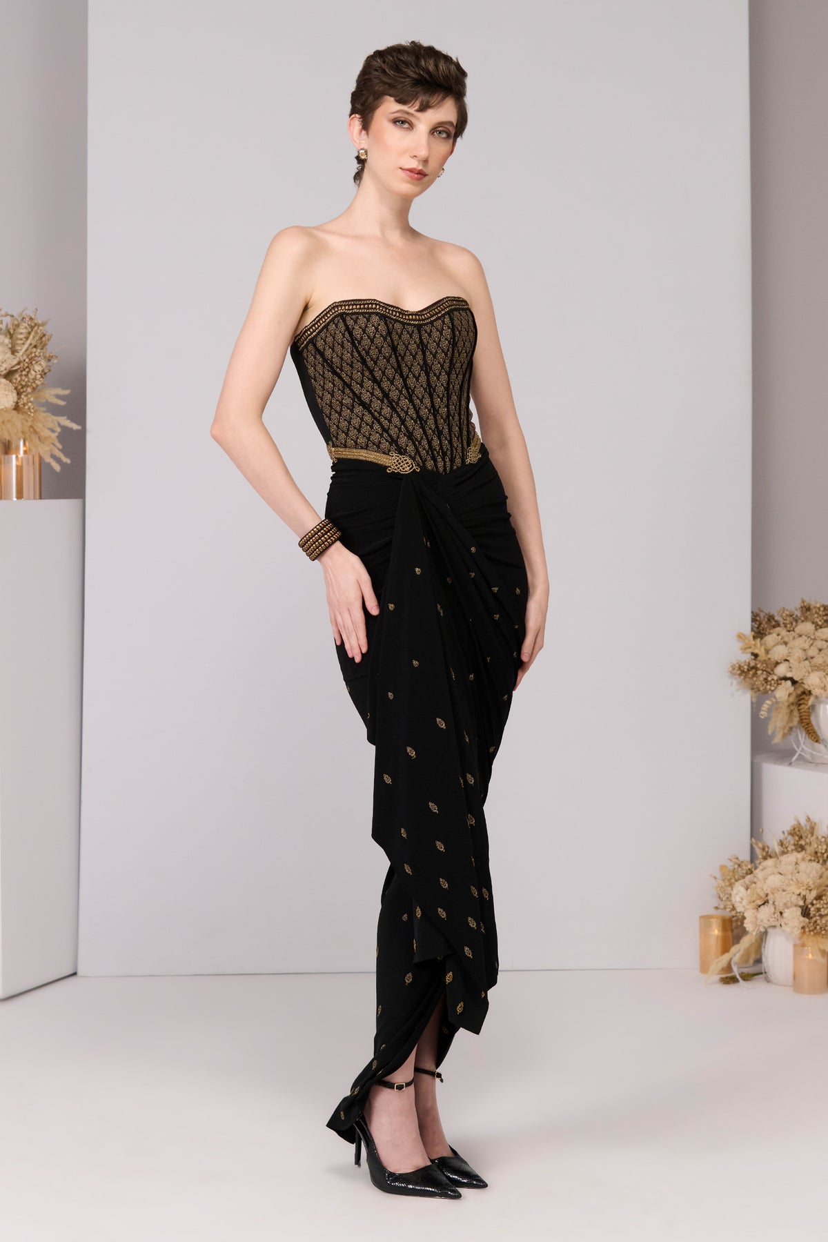 Black Adamas Embriodered Gown