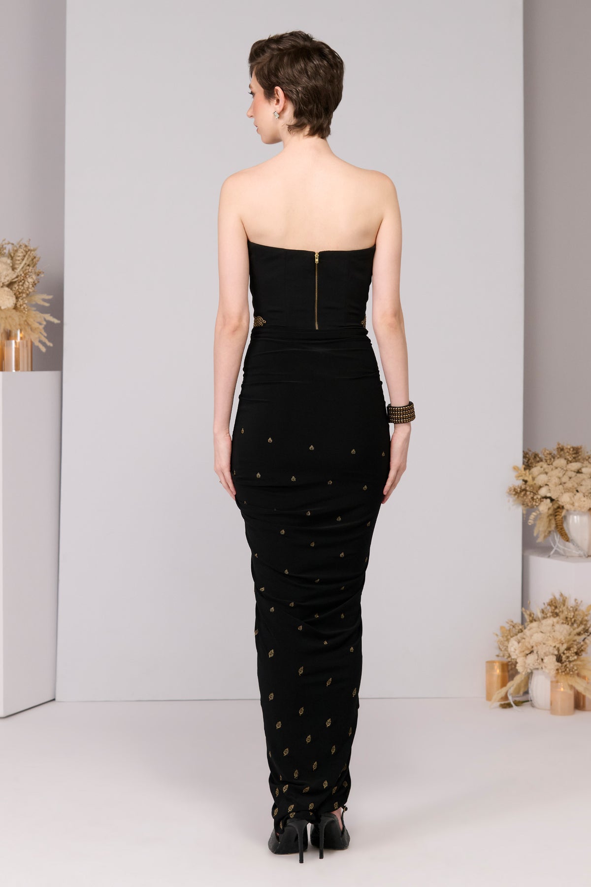 Black Adamas Embriodered Gown