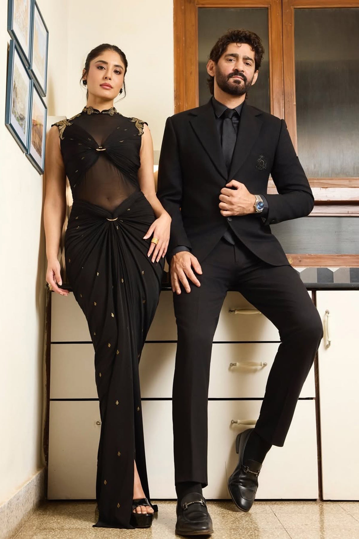 Adamas Printed Draped gown