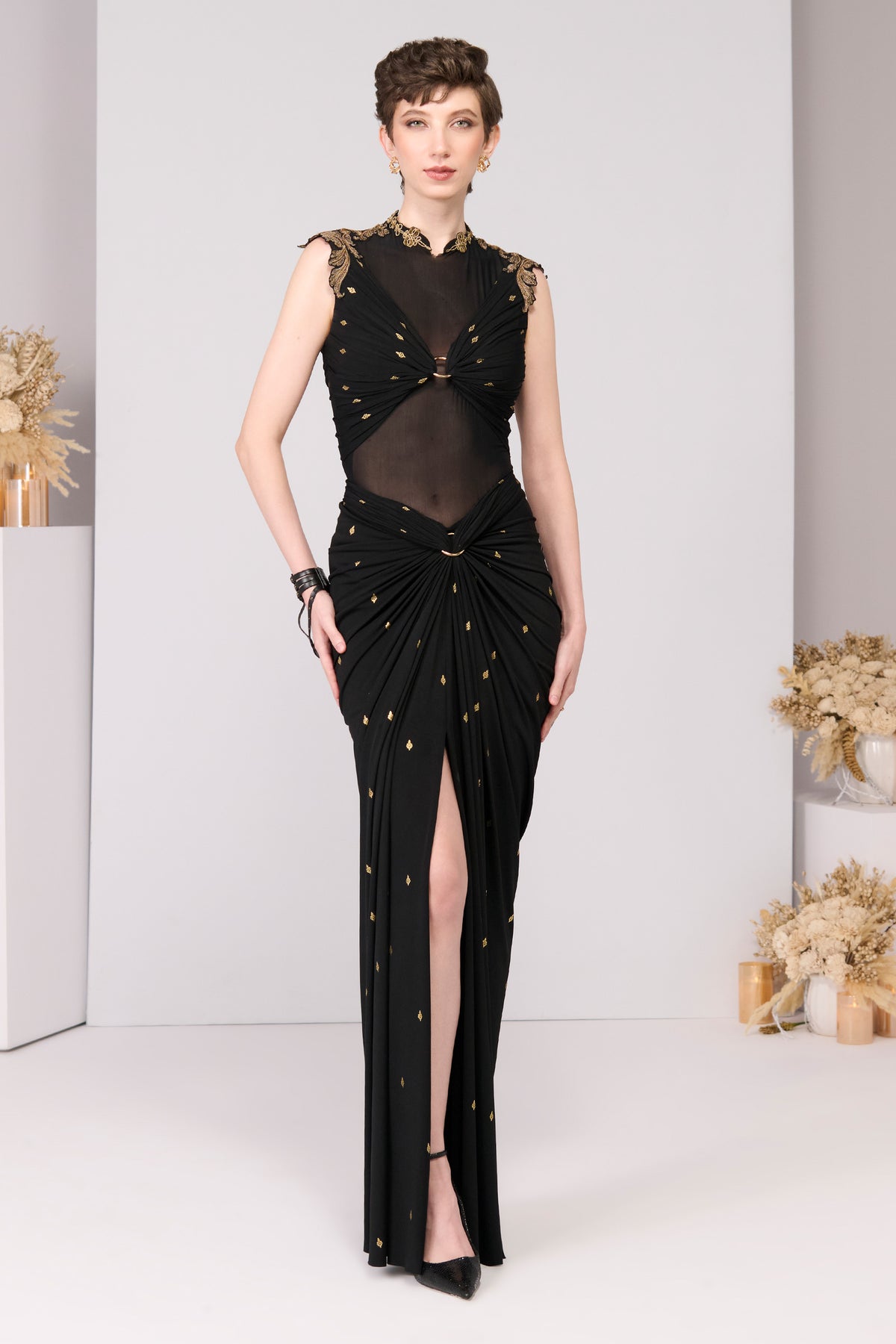 Adamas Printed Draped gown