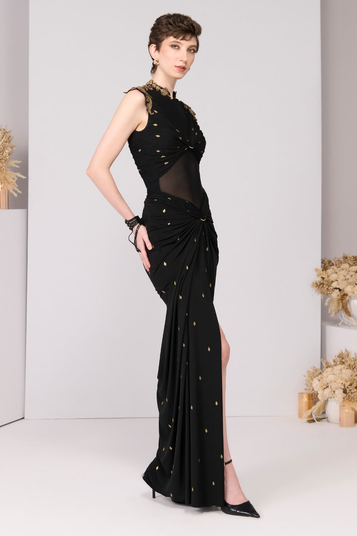 Adamas Printed Draped gown