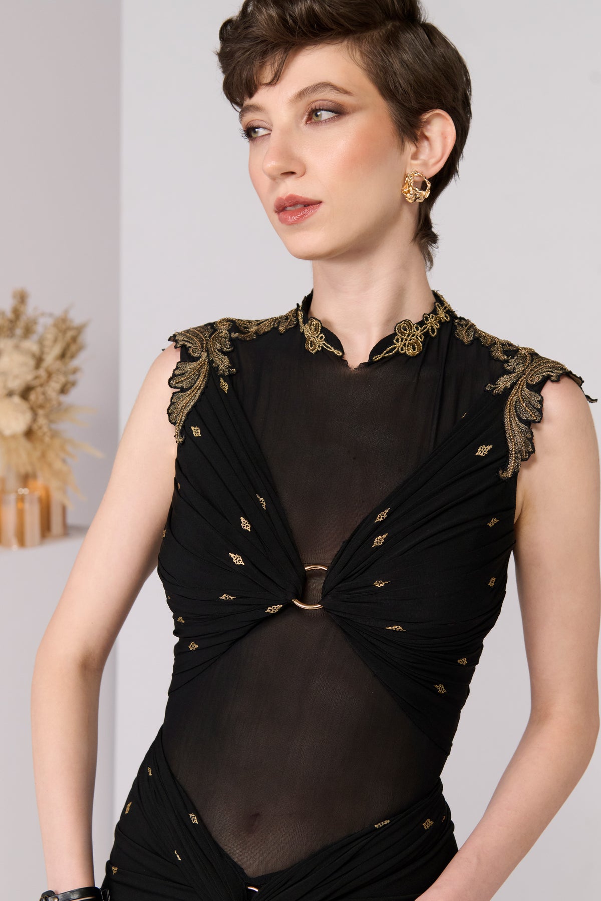 Adamas Printed Draped gown