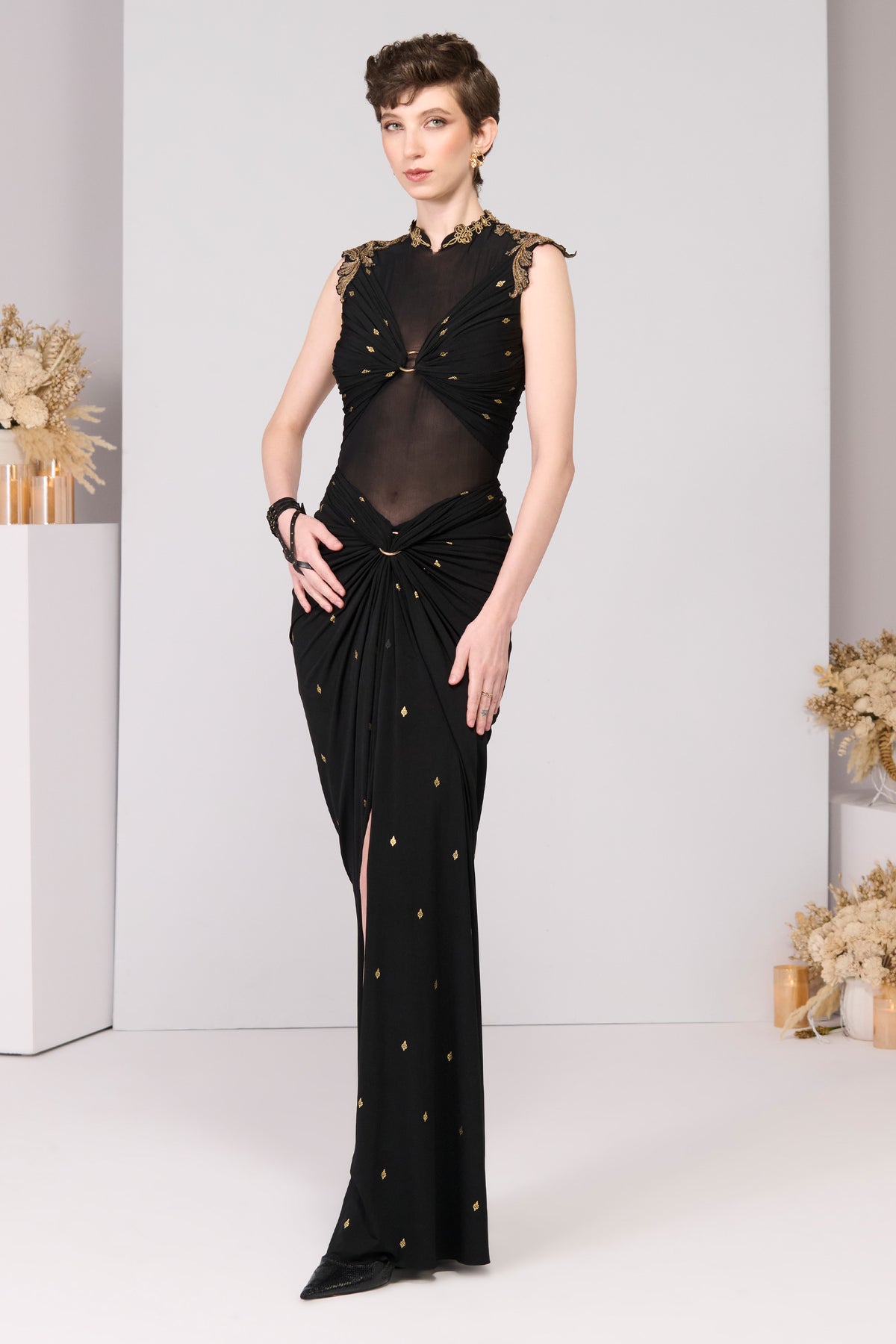 Adamas Printed Draped gown