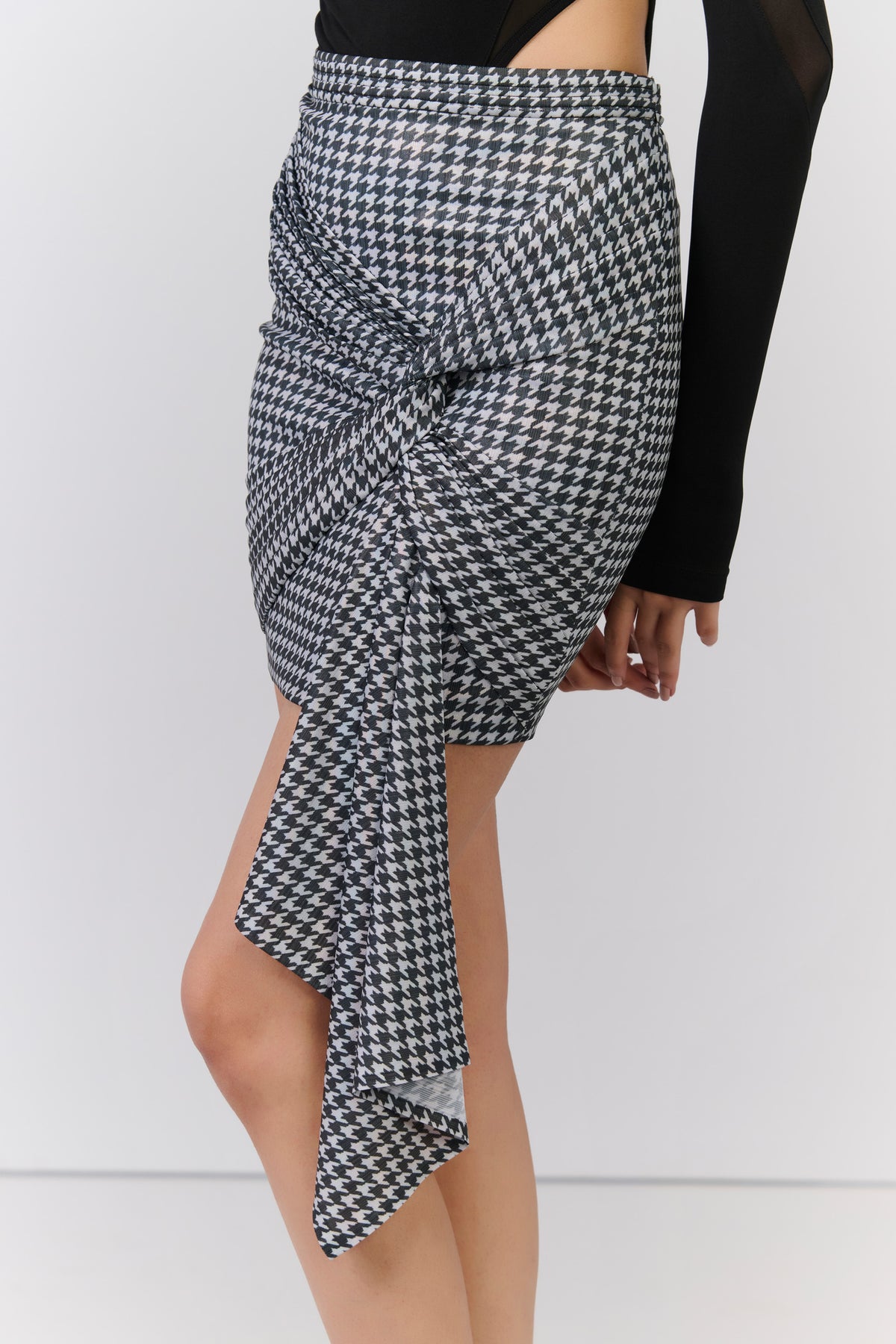Check Printed Drape Skirt