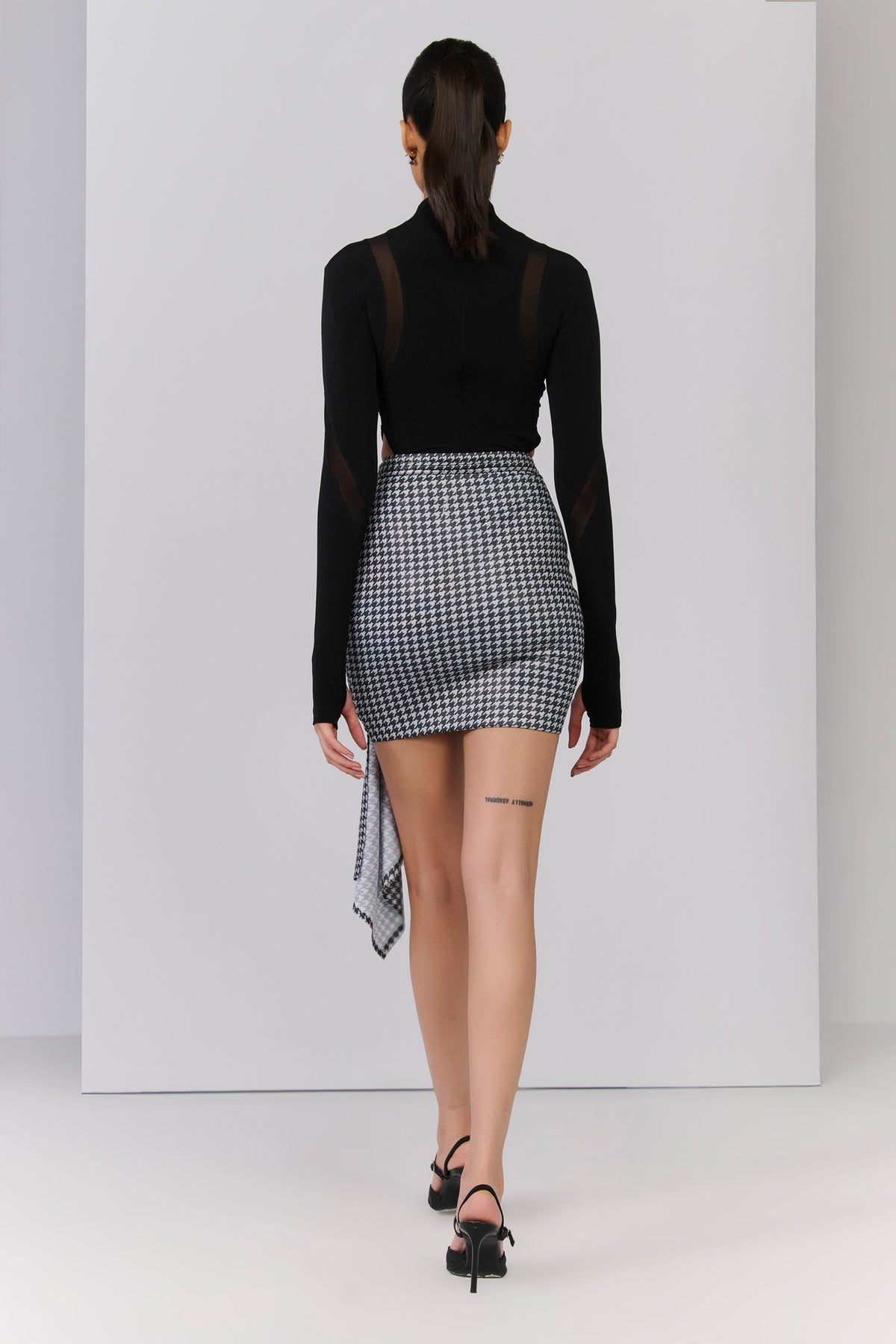 Check Printed Drape Skirt