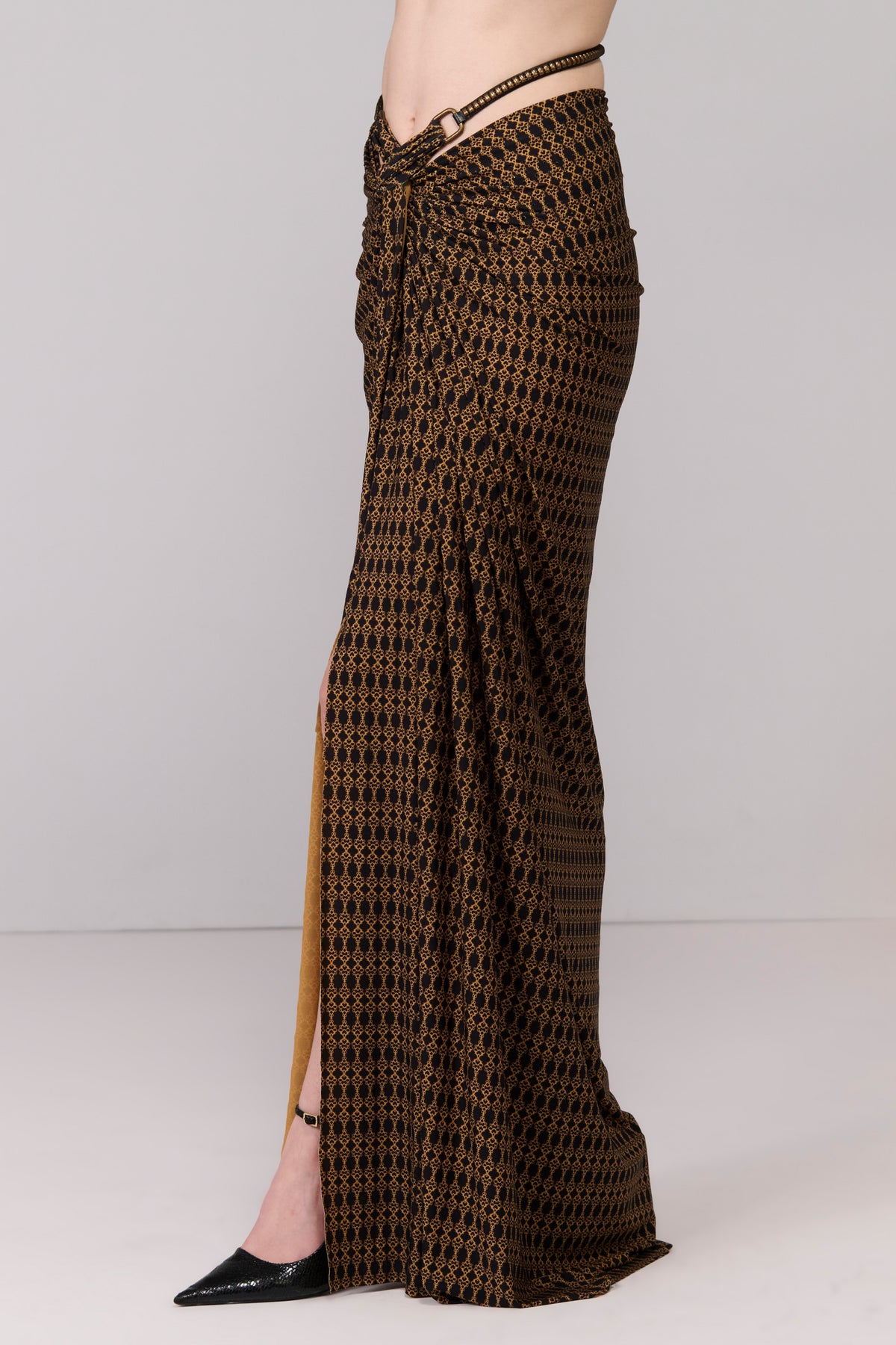 Adamas Printed Twisted Draped Skirt