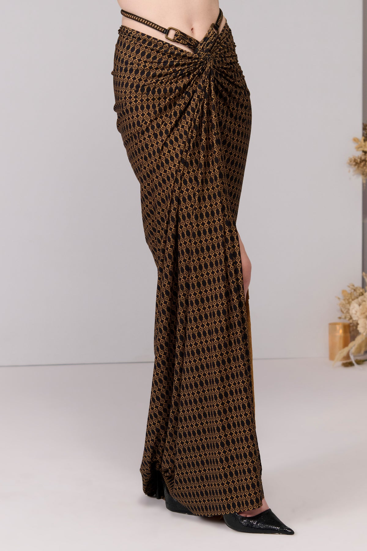 Adamas Printed Twisted Draped Skirt