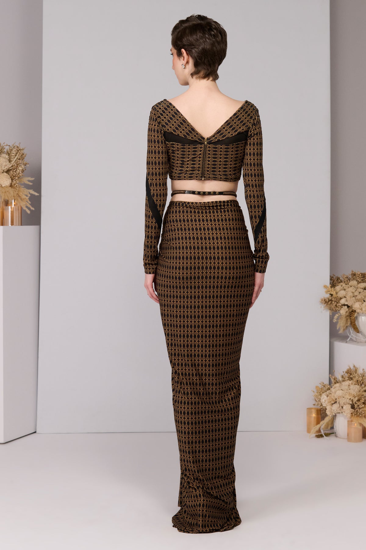 Adamas Printed Twisted Draped Skirt