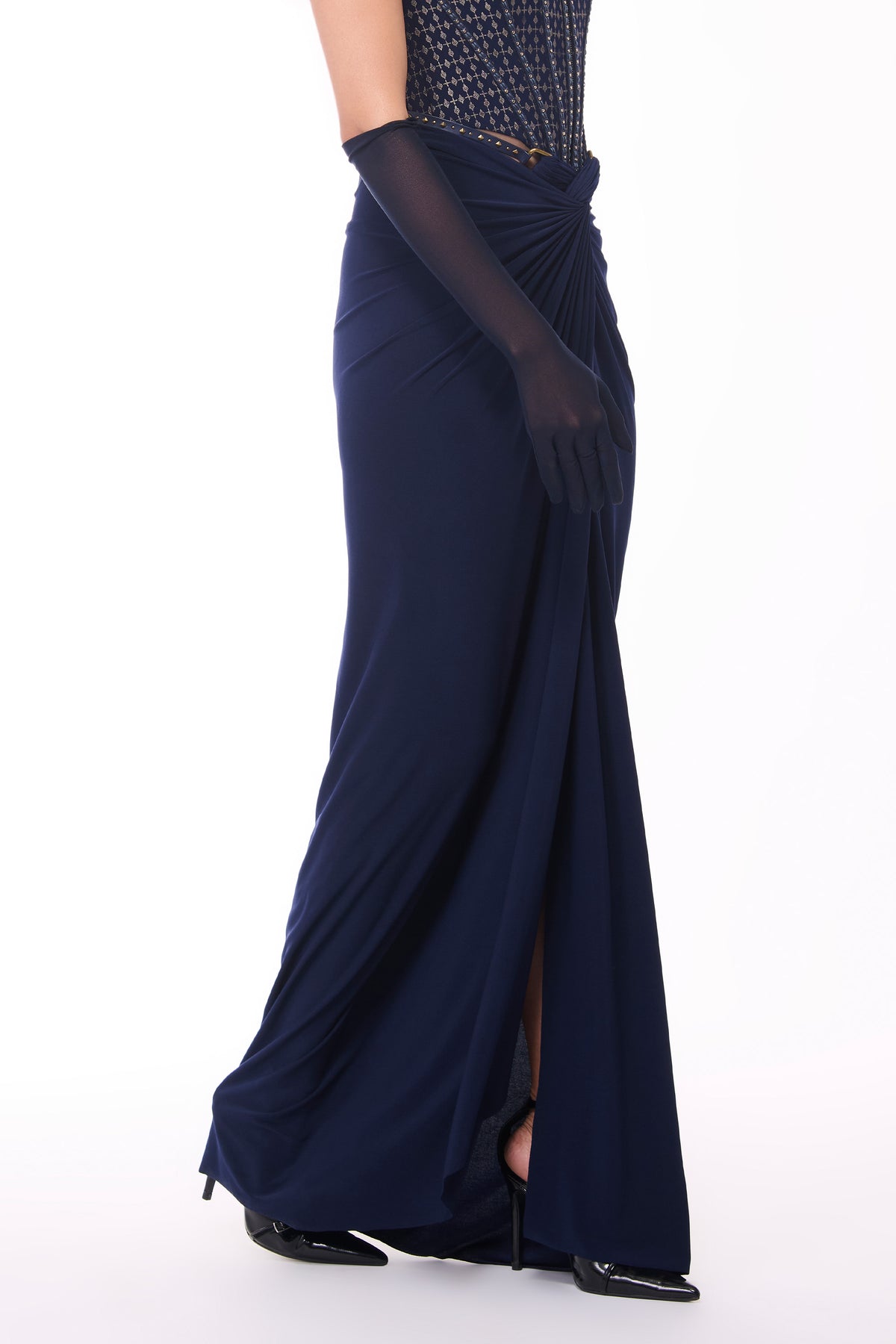 Navy Draped Skirt