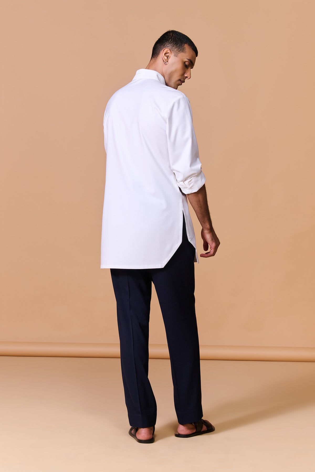 Off white Tape-Detail Classic Kurta