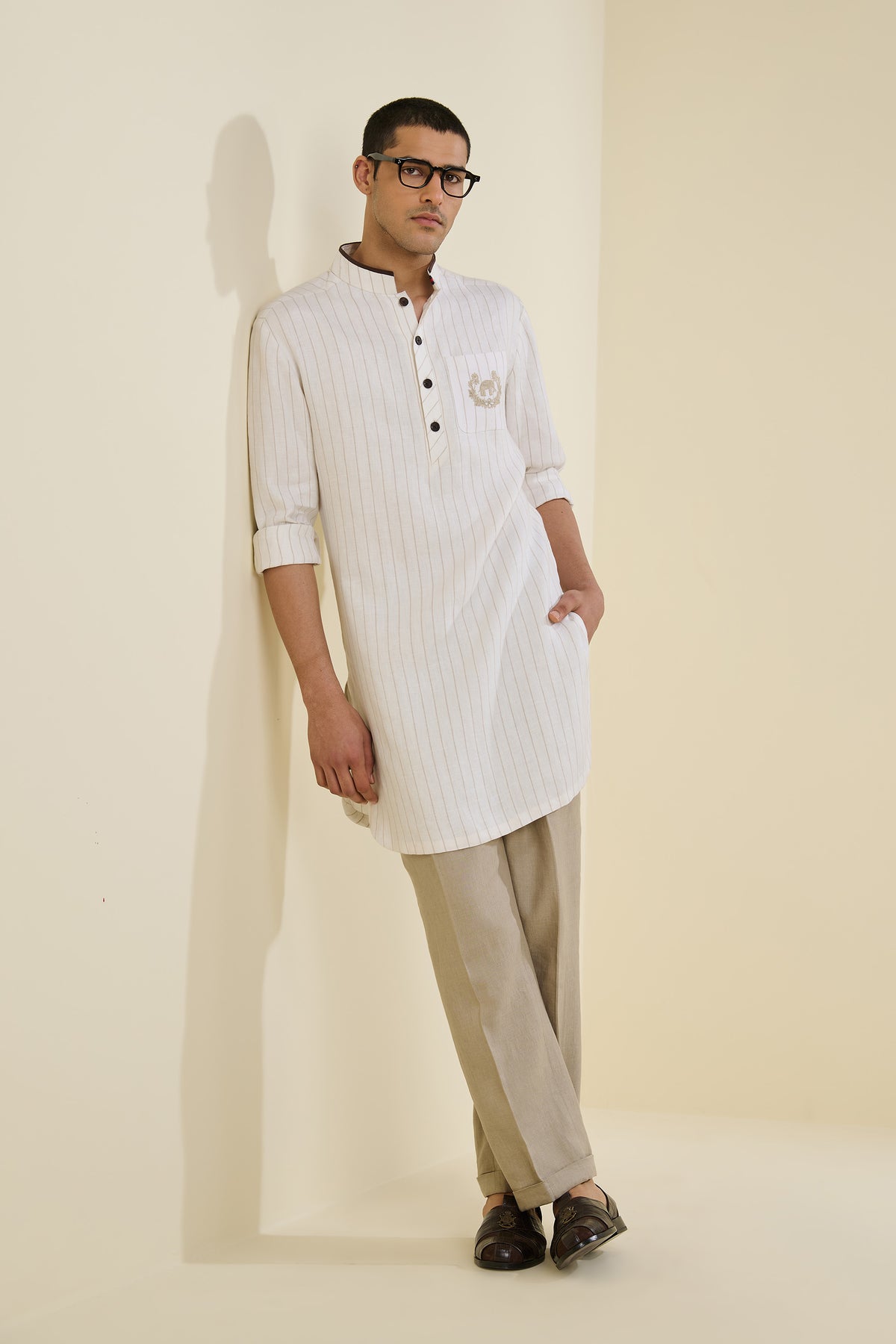 Off white Striped Kurta