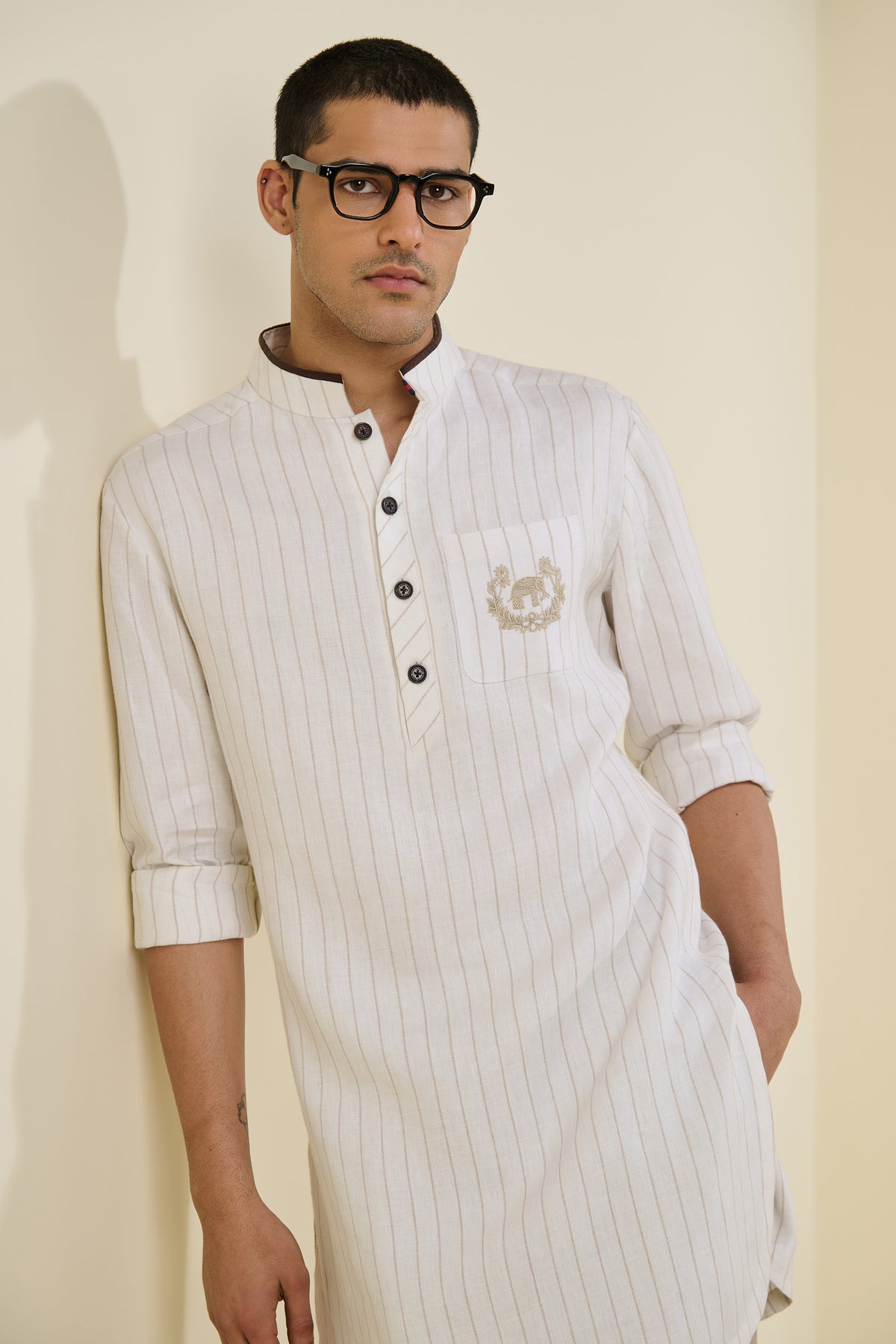 Off white Striped Kurta