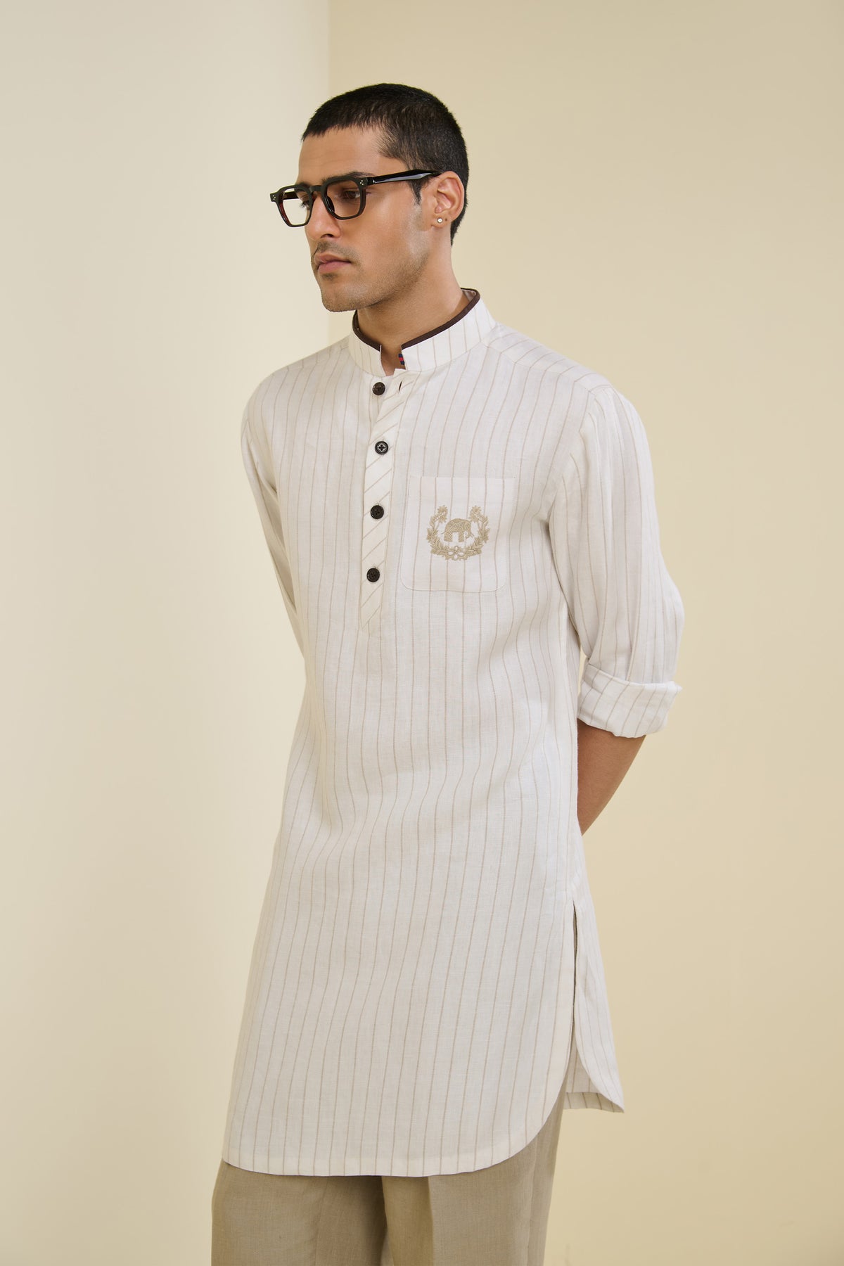 Off white Striped Kurta