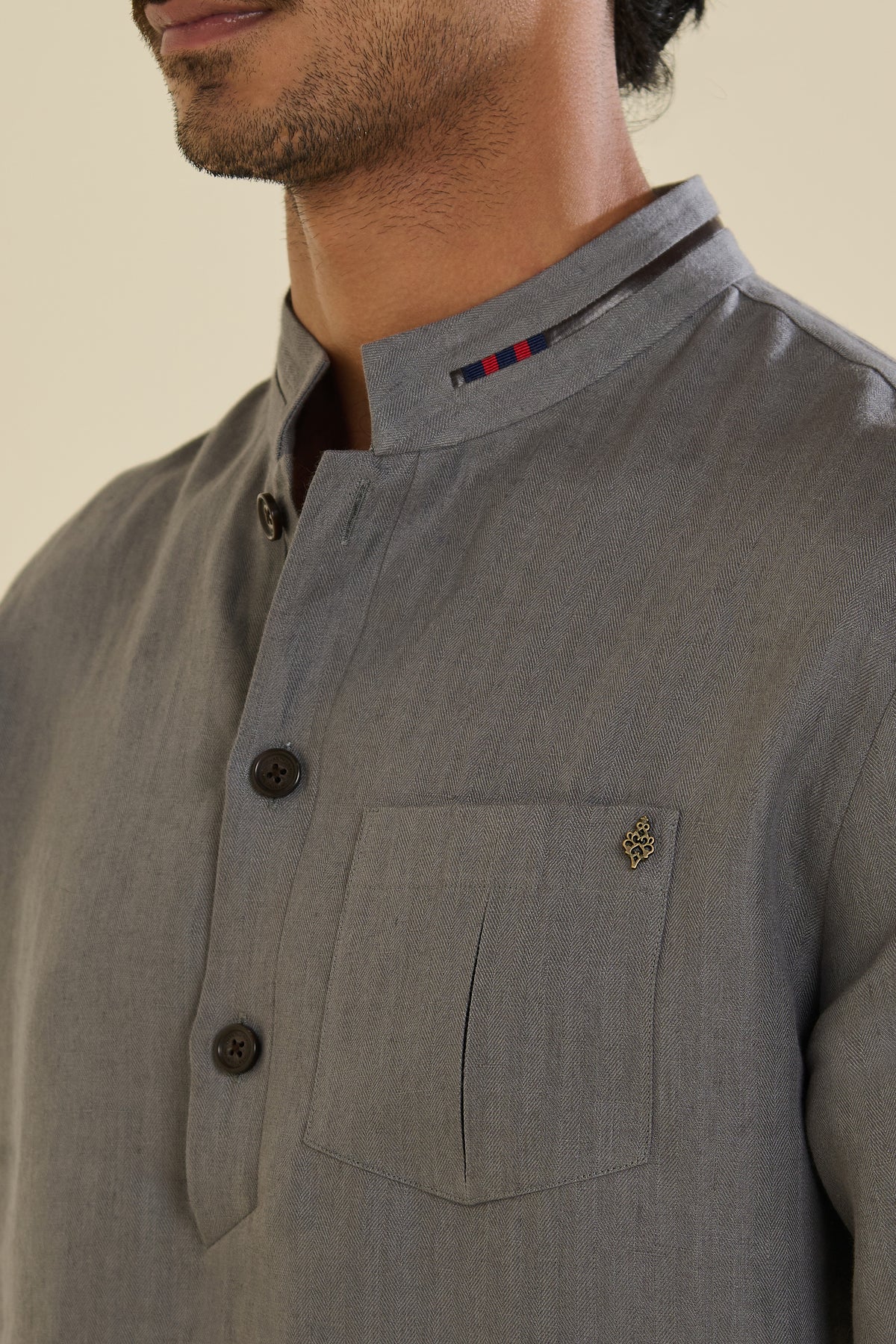 Grey Linen Kurta