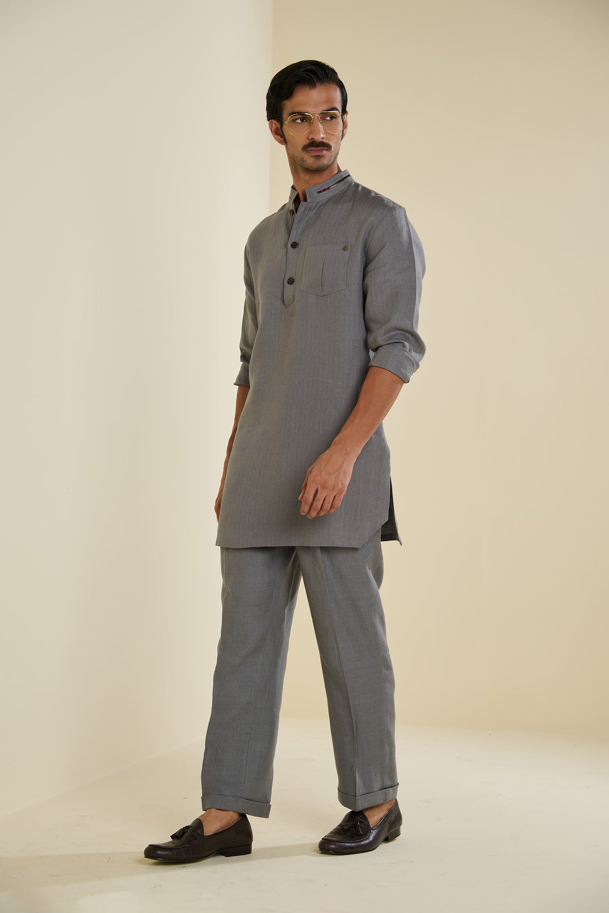 Grey Linen Kurta
