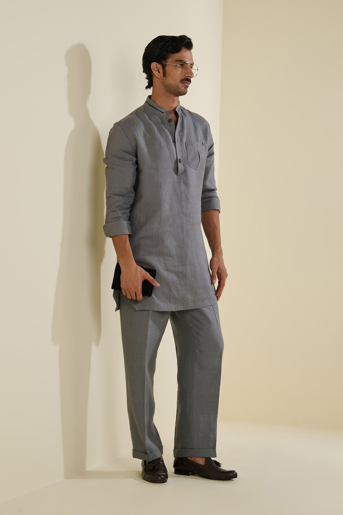 Grey Linen Kurta