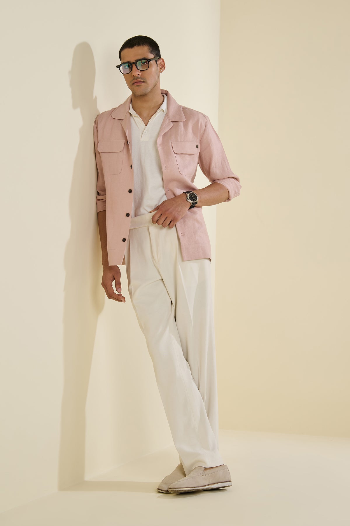 Pink Linen Utility Shirt