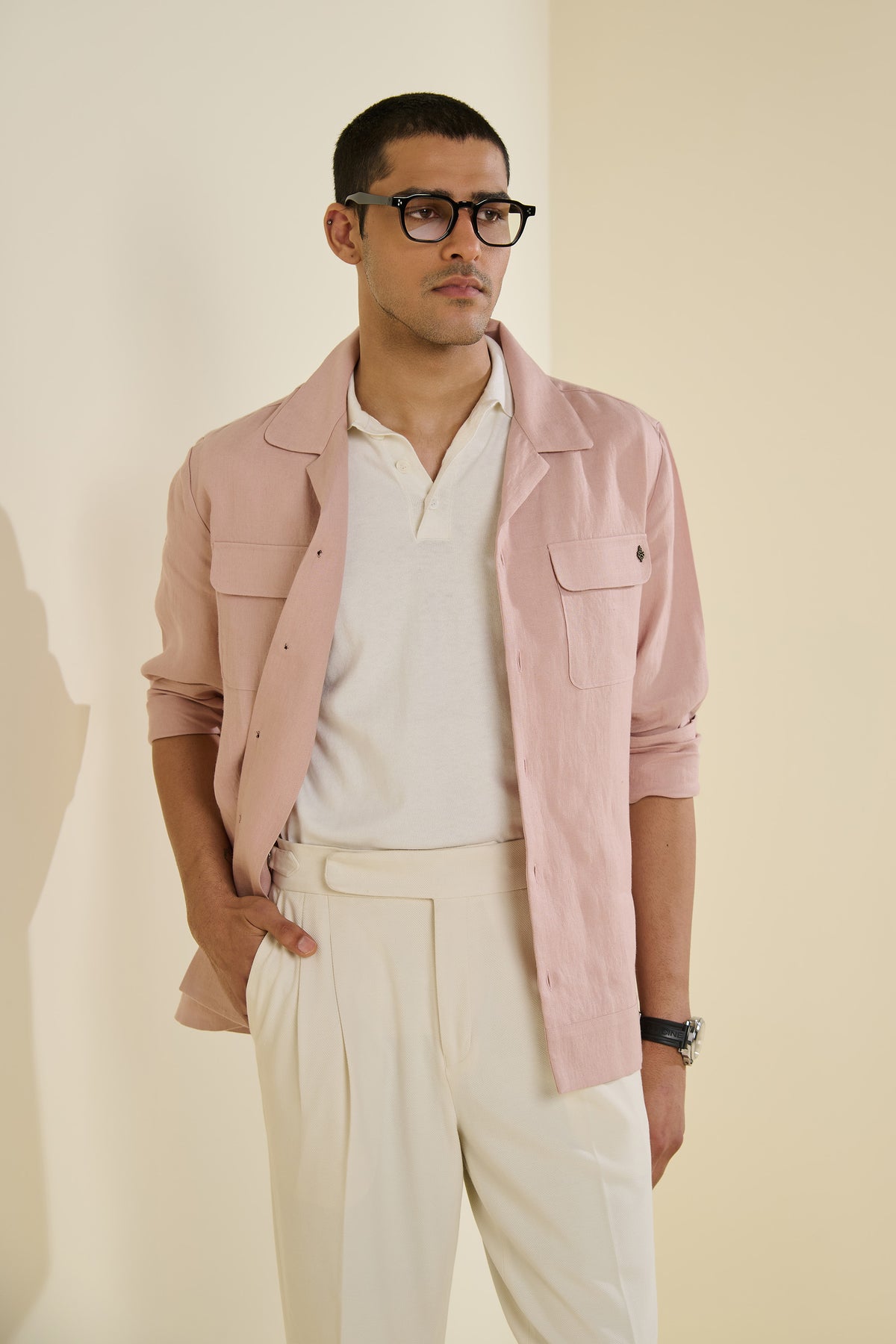Pink Linen Utility Shirt