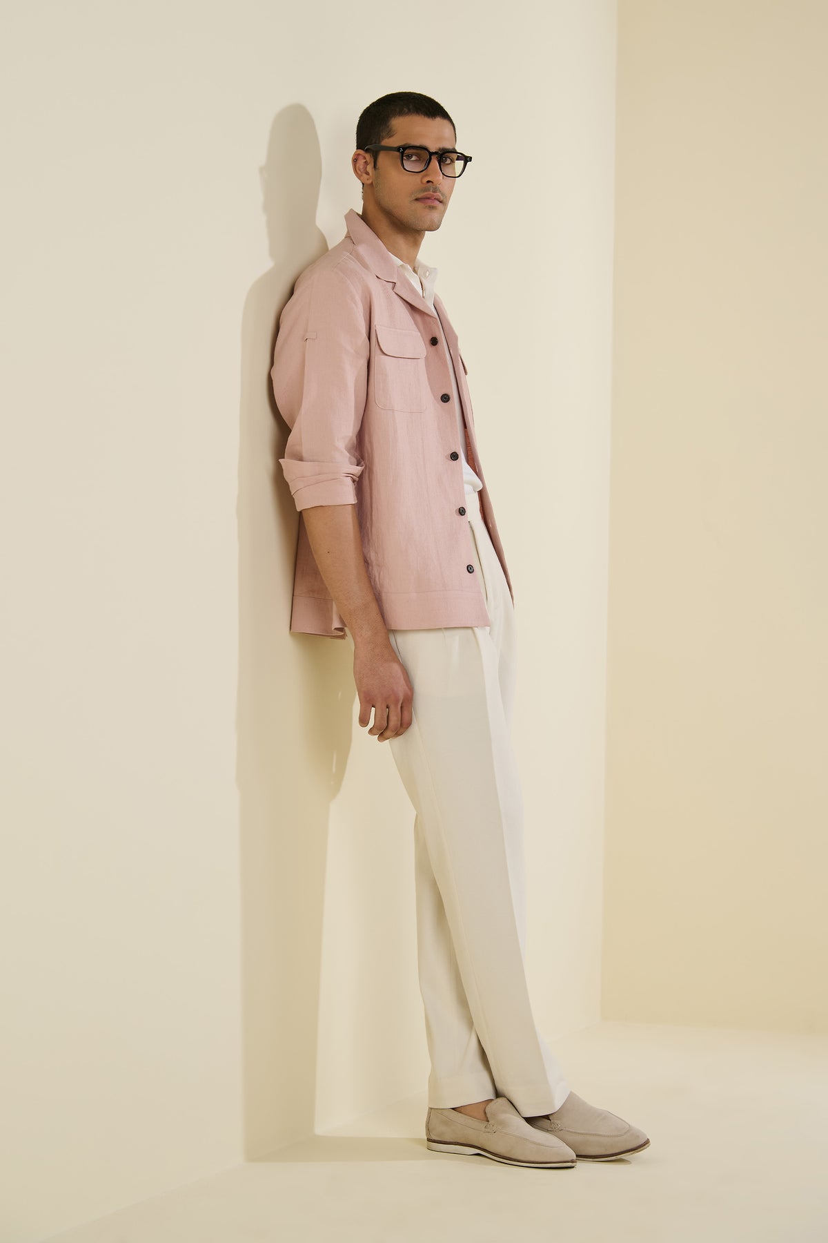 Pink Linen Utility Shirt
